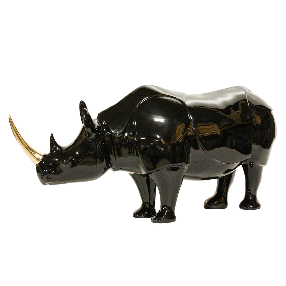 Loet Vanderveen - RHINO, IMPERIAL (341) - BRONZE - 28 X 10 X 13 - These sculptures are bronze limited editions.
<br>
<br><a href="/[sculpture]/[available]-[patina]-[swatches]/">More than 30 patinas are available</a>. Available patinas are indicated as IN STOCK. Loet Vanderveen limited editions are always in strong demand and our stocked inventory sells quickly. Special orders are not being taken at this time.
<br>
<br>Allow a few weeks for your sculptures to arrive as each one is thoroughly prepared and packed in our warehouse. This includes fully customized crating and boxing for each piece. Your patience is appreciated during this process as we strive to ensure that your new artwork safely arrives.
<br>
<br>Shipping and Handling TBD