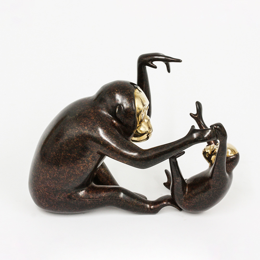 Loet Vanderveen - ORANGUTAN & BABY (351) - BRONZE - 9 X 3.5 X 6 - These sculptures are bronze limited editions.
<br>
<br><a href="/[sculpture]/[available]-[patina]-[swatches]/">More than 30 patinas are available</a>. Available patinas are indicated as IN STOCK. Loet Vanderveen limited editions are always in strong demand and our stocked inventory sells quickly. Special orders are not being taken at this time.
<br>
<br>Allow a few weeks for your sculptures to arrive as each one is thoroughly prepared and packed in our warehouse. This includes fully customized crating and boxing for each piece. Your patience is appreciated during this process as we strive to ensure that your new artwork safely arrives.
<br>
<br>Shipping and Handling TBD
