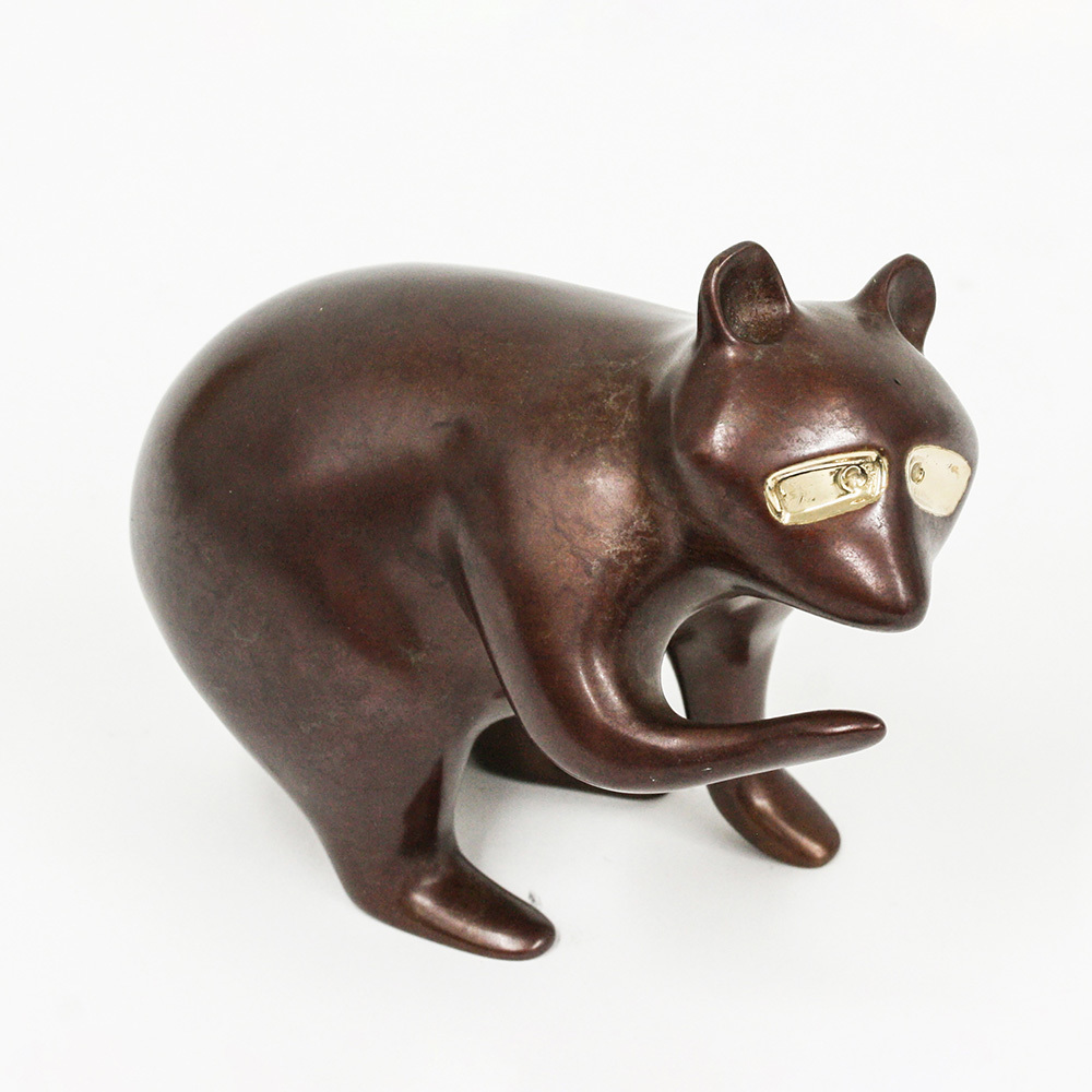 Loet Vanderveen - RACCOON, CLASSIC (356) - BRONZE - 6 X 3.5 - These sculptures are bronze limited editions.
<br>
<br><a href="/[sculpture]/[available]-[patina]-[swatches]/">More than 30 patinas are available</a>. Available patinas are indicated as IN STOCK. Loet Vanderveen limited editions are always in strong demand and our stocked inventory sells quickly. Special orders are not being taken at this time.
<br>
<br>Allow a few weeks for your sculptures to arrive as each one is thoroughly prepared and packed in our warehouse. This includes fully customized crating and boxing for each piece. Your patience is appreciated during this process as we strive to ensure that your new artwork safely arrives.
<br>
<br>Shipping and Handling TBD