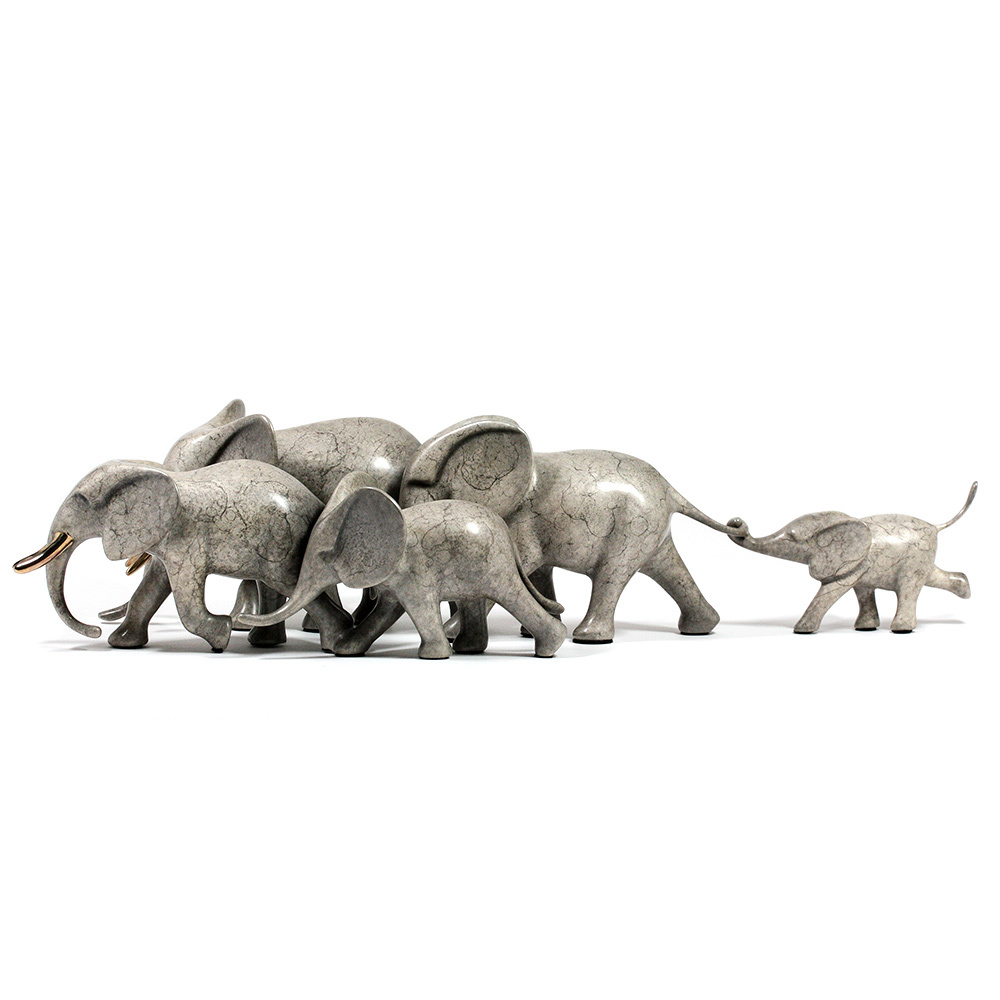 Loet Vanderveen - ELEPHANTS, RUNNING X5 (362) - BRONZE - 22 X 8 X 4.5 - Free Shipping Anywhere In The USA!<br><br>These sculptures are bronze limited editions.<br><br><a href="/[sculpture]/[available]-[patina]-[swatches]/">More than 30 patinas are available</a>. Available patinas are indicated as IN STOCK. Loet Vanderveen limited editions are always in strong demand and our stocked inventory sells quickly. Please contact the galleries for any special orders.<br><br>Allow a few weeks for your sculptures to arrive as each one is thoroughly prepared and packed in our warehouse. This includes fully customized crating and boxing for each piece. Your patience is appreciated during this process as we strive to ensure that your new artwork safely arrives.