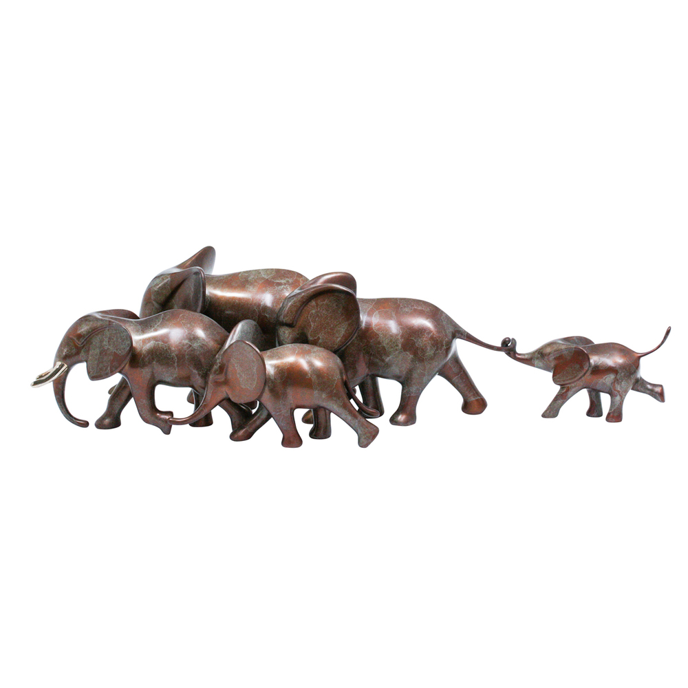 Loet Vanderveen - ELEPHANTS, RUNNING X5 (362) - BRONZE - 22 X 8 X 4.5 - These sculptures are bronze limited editions.
<br>
<br><a href="/[sculpture]/[available]-[patina]-[swatches]/">More than 30 patinas are available</a>. Available patinas are indicated as IN STOCK. Loet Vanderveen limited editions are always in strong demand and our stocked inventory sells quickly. Special orders are not being taken at this time.
<br>
<br>Allow a few weeks for your sculptures to arrive as each one is thoroughly prepared and packed in our warehouse. This includes fully customized crating and boxing for each piece. Your patience is appreciated during this process as we strive to ensure that your new artwork safely arrives.
<br>
<br>Shipping and Handling TBD