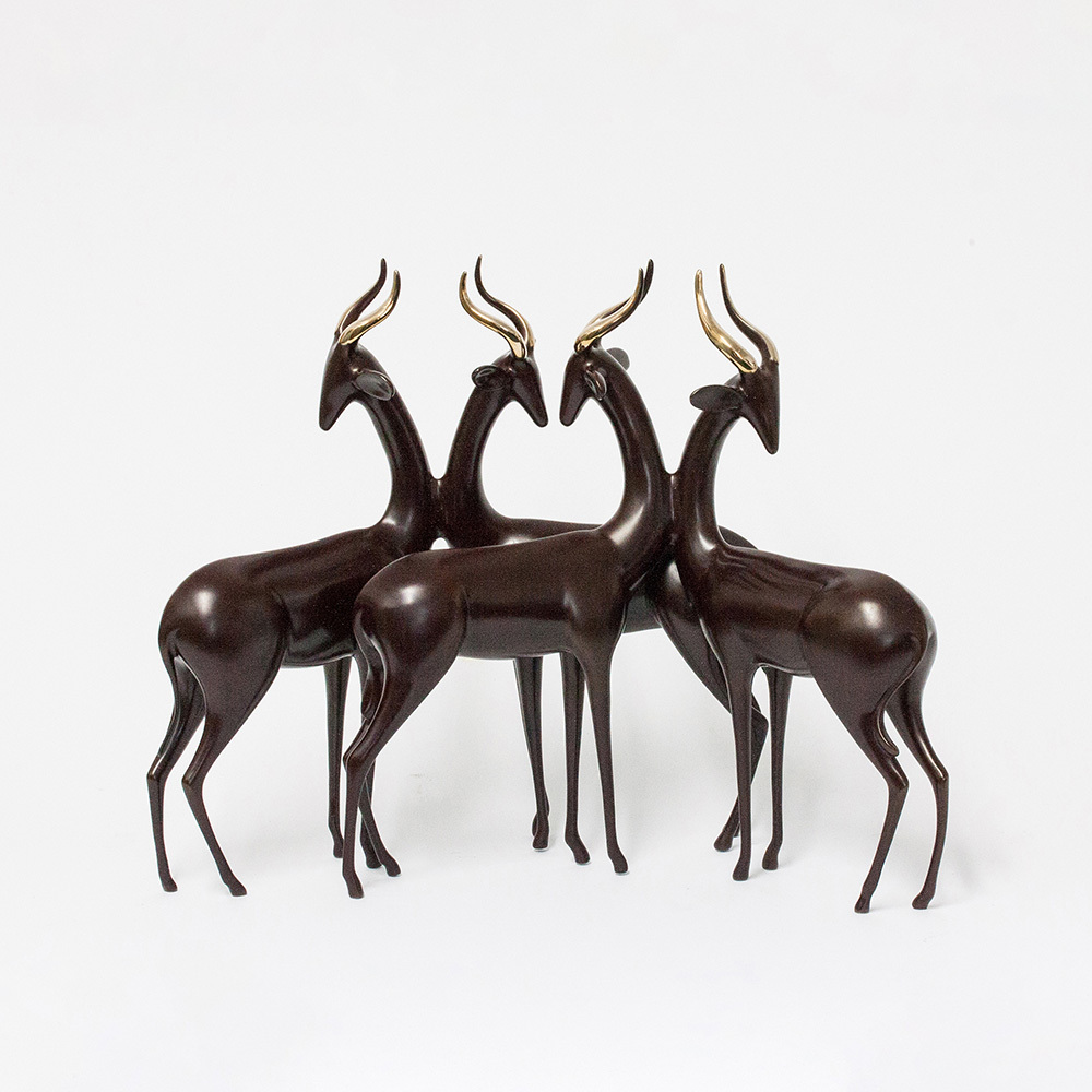 Loet Vanderveen - GERENUK QUARTET (364) - BRONZE - 16.5 X 6.5 X 12.5 - These sculptures are bronze limited editions.
<br>
<br><a href="/[sculpture]/[available]-[patina]-[swatches]/">More than 30 patinas are available</a>. Available patinas are indicated as IN STOCK. Loet Vanderveen limited editions are always in strong demand and our stocked inventory sells quickly. Special orders are not being taken at this time.
<br>
<br>Allow a few weeks for your sculptures to arrive as each one is thoroughly prepared and packed in our warehouse. This includes fully customized crating and boxing for each piece. Your patience is appreciated during this process as we strive to ensure that your new artwork safely arrives.
<br>
<br>Shipping and Handling TBD