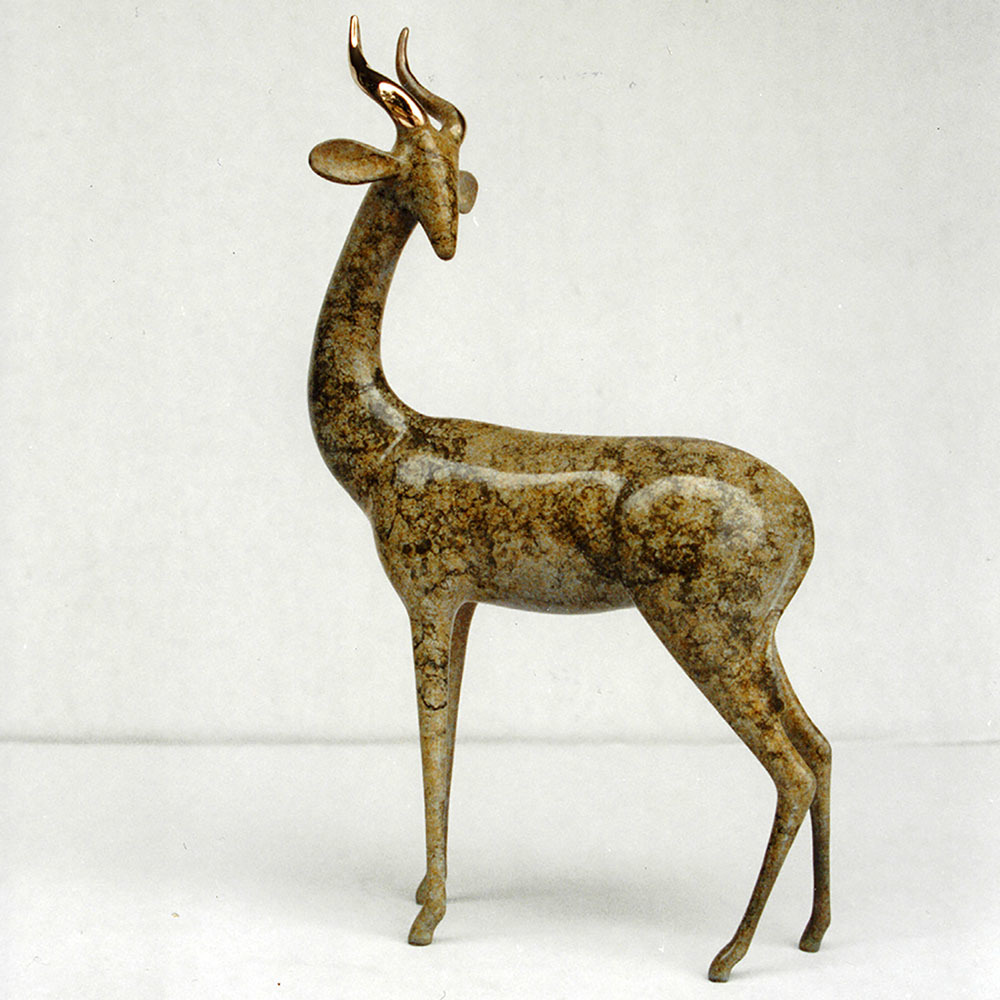 Loet Vanderveen - GERENUK, STANDING (365) - BRONZE - 7 X 3 X 12 - These sculptures are bronze limited editions.
<br>
<br><a href="/[sculpture]/[available]-[patina]-[swatches]/">More than 30 patinas are available</a>. Available patinas are indicated as IN STOCK. Loet Vanderveen limited editions are always in strong demand and our stocked inventory sells quickly. Special orders are not being taken at this time.
<br>
<br>Allow a few weeks for your sculptures to arrive as each one is thoroughly prepared and packed in our warehouse. This includes fully customized crating and boxing for each piece. Your patience is appreciated during this process as we strive to ensure that your new artwork safely arrives.
<br>
<br>Shipping and Handling TBD