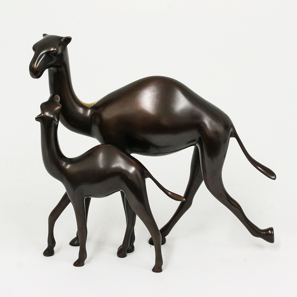 Loet Vanderveen - CAMEL & BABY (369) - BRONZE - 8 X 3 X 8 - These sculptures are bronze limited editions.
<br>
<br><a href="/[sculpture]/[available]-[patina]-[swatches]/">More than 30 patinas are available</a>. Available patinas are indicated as IN STOCK. Loet Vanderveen limited editions are always in strong demand and our stocked inventory sells quickly. Special orders are not being taken at this time.
<br>
<br>Allow a few weeks for your sculptures to arrive as each one is thoroughly prepared and packed in our warehouse. This includes fully customized crating and boxing for each piece. Your patience is appreciated during this process as we strive to ensure that your new artwork safely arrives.
<br>
<br>Shipping and Handling TBD