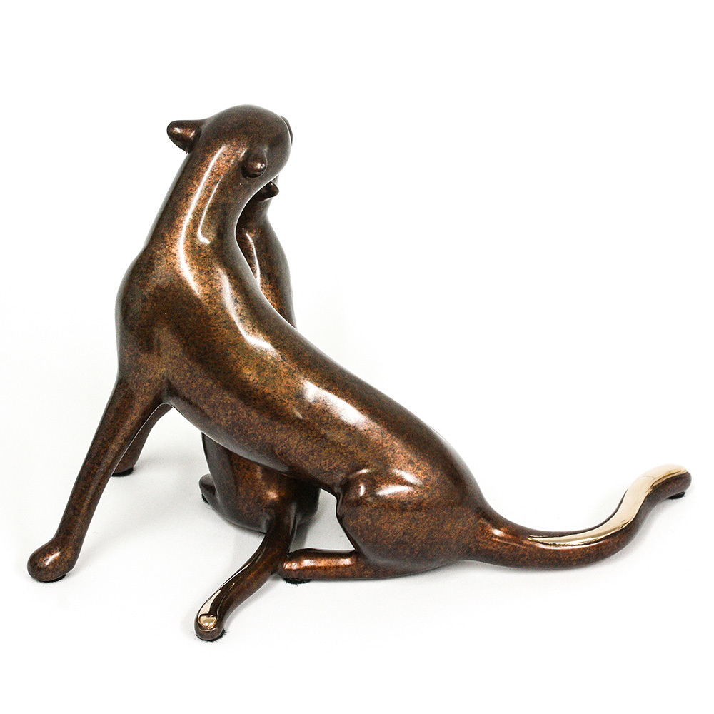 Loet Vanderveen - CHEETAH & CUB (374) - BRONZE - 7.75 X 6.5 X 5.5 - These sculptures are bronze limited editions.
<br>
<br><a href="/[sculpture]/[available]-[patina]-[swatches]/">More than 30 patinas are available</a>. Available patinas are indicated as IN STOCK. Loet Vanderveen limited editions are always in strong demand and our stocked inventory sells quickly. Special orders are not being taken at this time.
<br>
<br>Allow a few weeks for your sculptures to arrive as each one is thoroughly prepared and packed in our warehouse. This includes fully customized crating and boxing for each piece. Your patience is appreciated during this process as we strive to ensure that your new artwork safely arrives.
<br>
<br>Shipping and Handling TBD