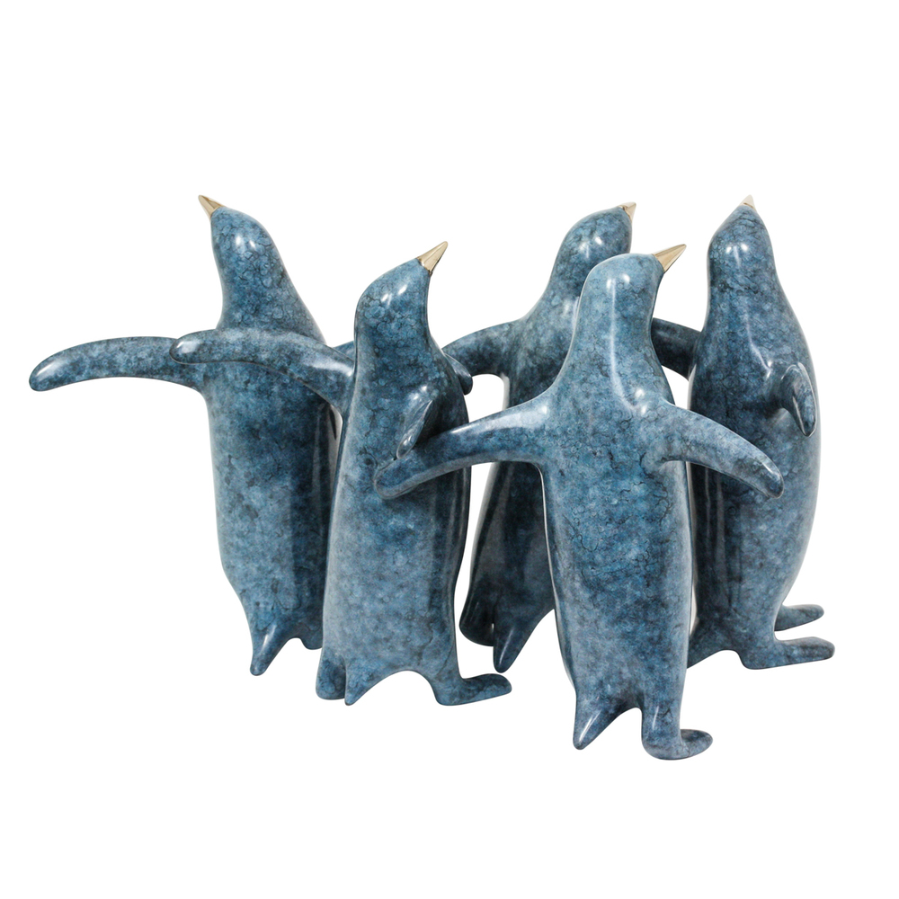 Loet Vanderveen - PENGUIN GROUP, SM. X5 (377) - BRONZE - 11 X 5.5 - These sculptures are bronze limited editions.
<br>
<br><a href="/[sculpture]/[available]-[patina]-[swatches]/">More than 30 patinas are available</a>. Available patinas are indicated as IN STOCK. Loet Vanderveen limited editions are always in strong demand and our stocked inventory sells quickly. Special orders are not being taken at this time.
<br>
<br>Allow a few weeks for your sculptures to arrive as each one is thoroughly prepared and packed in our warehouse. This includes fully customized crating and boxing for each piece. Your patience is appreciated during this process as we strive to ensure that your new artwork safely arrives.
<br>
<br>Shipping and Handling TBD