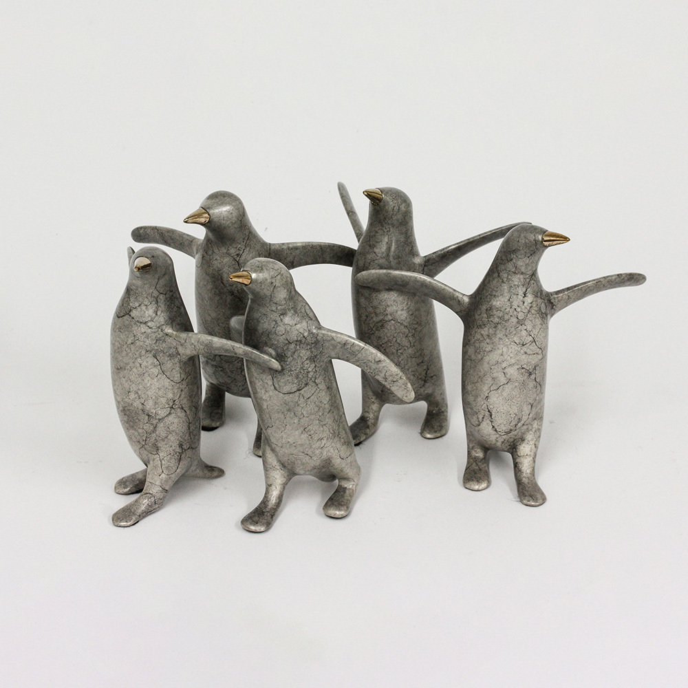 Loet Vanderveen - PENGUIN GROUP, SM. X5 (377) - BRONZE - 11 X 5.5 - Free Shipping Anywhere In The USA!
<br>
<br>These sculptures are bronze limited editions.
<br>
<br><a href="/[sculpture]/[available]-[patina]-[swatches]/">More than 30 patinas are available</a>. Available patinas are indicated as IN STOCK. Loet Vanderveen limited editions are always in strong demand and our stocked inventory sells quickly. Special orders are not being taken at this time.
<br>
<br>Allow a few weeks for your sculptures to arrive as each one is thoroughly prepared and packed in our warehouse. This includes fully customized crating and boxing for each piece. Your patience is appreciated during this process as we strive to ensure that your new artwork safely arrives.