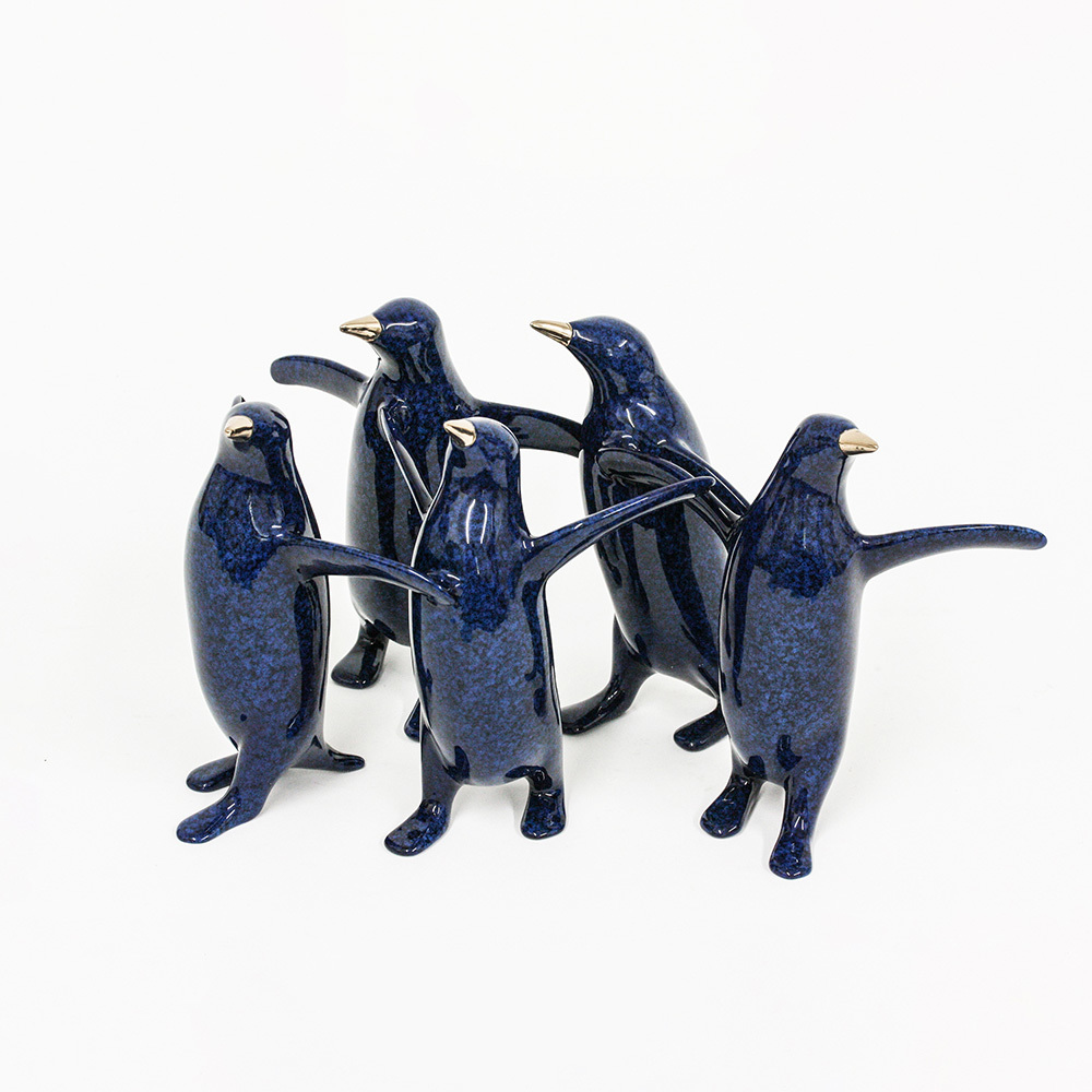 Loet Vanderveen - PENGUIN GROUP, SM. X5 (377) - BRONZE - 11 X 5.5 - These sculptures are bronze limited editions.
<br>
<br><a href="/[sculpture]/[available]-[patina]-[swatches]/">More than 30 patinas are available</a>. Available patinas are indicated as IN STOCK. Loet Vanderveen limited editions are always in strong demand and our stocked inventory sells quickly. Special orders are not being taken at this time.
<br>
<br>Allow a few weeks for your sculptures to arrive as each one is thoroughly prepared and packed in our warehouse. This includes fully customized crating and boxing for each piece. Your patience is appreciated during this process as we strive to ensure that your new artwork safely arrives.
<br>
<br>Shipping and Handling TBD