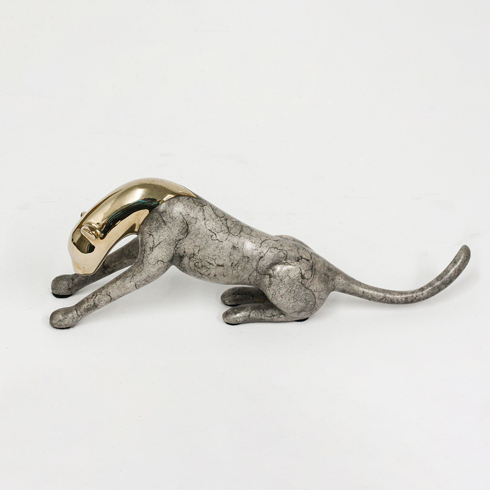 Loet Vanderveen - CHEETAH, CLASSIC STRETCHING (384) - BRONZE - 7.5 X 2.75 - These sculptures are bronze limited editions.
<br>
<br><a href="/[sculpture]/[available]-[patina]-[swatches]/">More than 30 patinas are available</a>. Available patinas are indicated as IN STOCK. Loet Vanderveen limited editions are always in strong demand and our stocked inventory sells quickly. Special orders are not being taken at this time.
<br>
<br>Allow a few weeks for your sculptures to arrive as each one is thoroughly prepared and packed in our warehouse. This includes fully customized crating and boxing for each piece. Your patience is appreciated during this process as we strive to ensure that your new artwork safely arrives.
<br>
<br>Shipping and Handling TBD