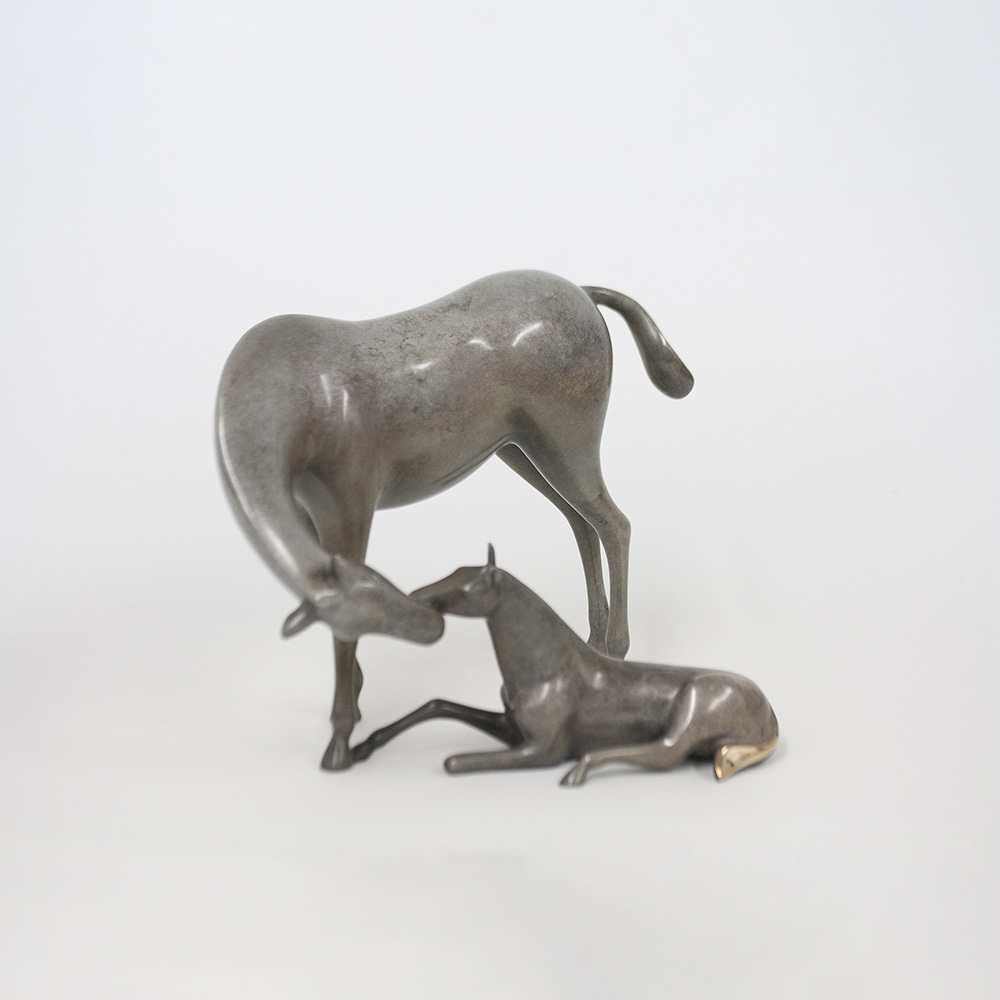 Loet Vanderveen - HORSE AND FOAL (386) - BRONZE - 9 X 7.75 - These sculptures are bronze limited editions.
<br>
<br><a href="/[sculpture]/[available]-[patina]-[swatches]/">More than 30 patinas are available</a>. Available patinas are indicated as IN STOCK. Loet Vanderveen limited editions are always in strong demand and our stocked inventory sells quickly. Special orders are not being taken at this time.
<br>
<br>Allow a few weeks for your sculptures to arrive as each one is thoroughly prepared and packed in our warehouse. This includes fully customized crating and boxing for each piece. Your patience is appreciated during this process as we strive to ensure that your new artwork safely arrives.
<br>
<br>Shipping and Handling TBD