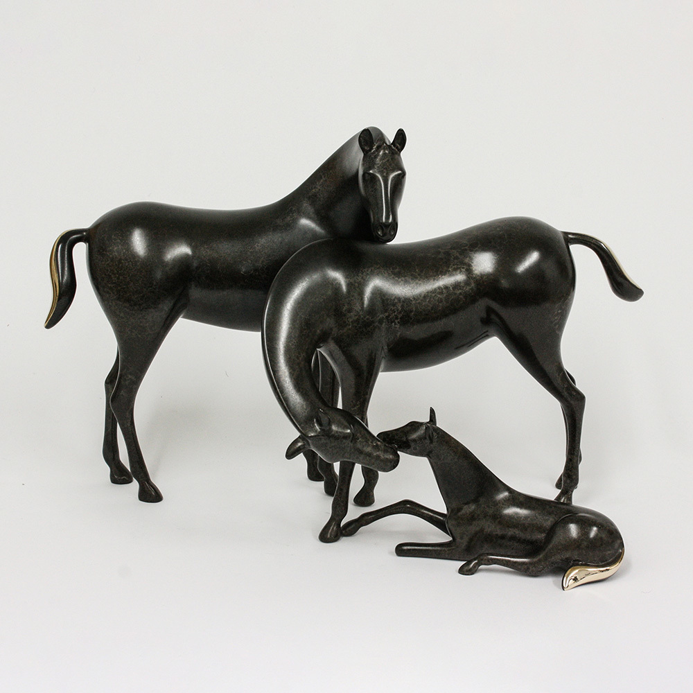 Loet Vanderveen - HORSE FAMILY (387) - BRONZE - 14.5 X 10.5 - These sculptures are bronze limited editions.
<br>
<br><a href="/[sculpture]/[available]-[patina]-[swatches]/">More than 30 patinas are available</a>. Available patinas are indicated as IN STOCK. Loet Vanderveen limited editions are always in strong demand and our stocked inventory sells quickly. Special orders are not being taken at this time.
<br>
<br>Allow a few weeks for your sculptures to arrive as each one is thoroughly prepared and packed in our warehouse. This includes fully customized crating and boxing for each piece. Your patience is appreciated during this process as we strive to ensure that your new artwork safely arrives.
<br>
<br>Shipping and Handling TBD