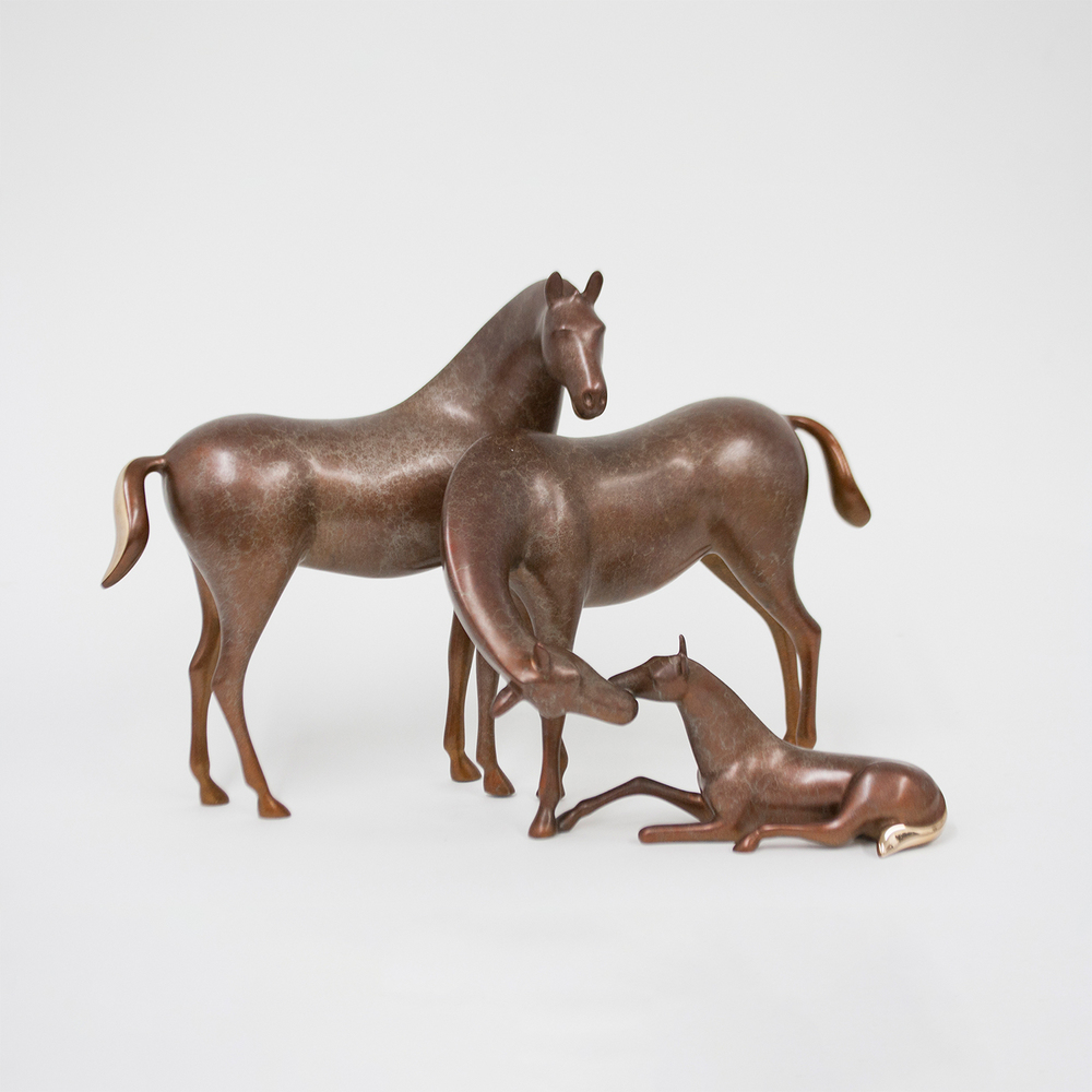 Loet Vanderveen - HORSE FAMILY (387) - BRONZE - 14.5 X 10.5 - Free Shipping Anywhere In The USA!
<br>
<br>These sculptures are bronze limited editions.
<br>
<br><a href="/[sculpture]/[available]-[patina]-[swatches]/">More than 30 patinas are available</a>. Available patinas are indicated as IN STOCK. Loet Vanderveen limited editions are always in strong demand and our stocked inventory sells quickly. Special orders are not being taken at this time.
<br>
<br>Allow a few weeks for your sculptures to arrive as each one is thoroughly prepared and packed in our warehouse. This includes fully customized crating and boxing for each piece. Your patience is appreciated during this process as we strive to ensure that your new artwork safely arrives.