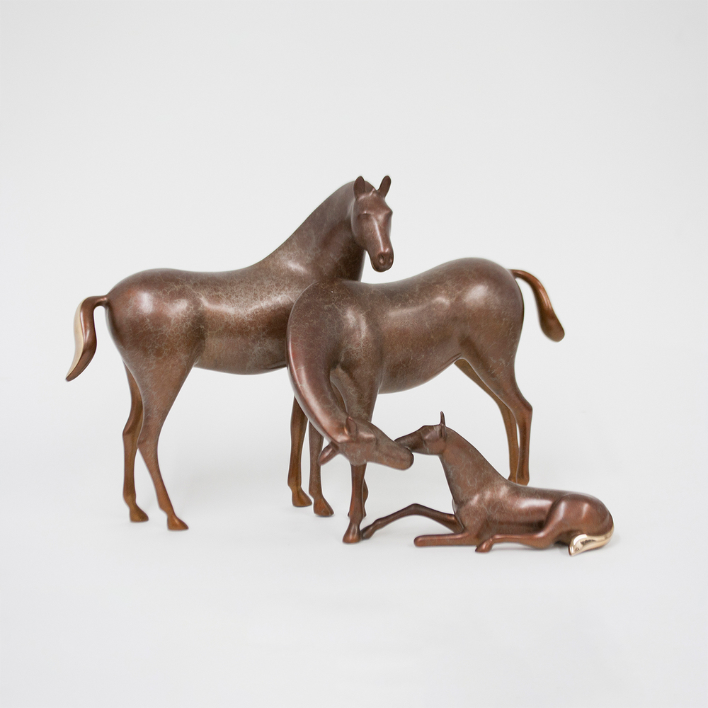 Loet Vanderveen - HORSE FAMILY (387) - BRONZE - 14.5 X 10.5 - These sculptures are bronze limited editions.
<br>
<br><a href="/[sculpture]/[available]-[patina]-[swatches]/">More than 30 patinas are available</a>. Available patinas are indicated as IN STOCK. Loet Vanderveen limited editions are always in strong demand and our stocked inventory sells quickly. Special orders are not being taken at this time.
<br>
<br>Allow a few weeks for your sculptures to arrive as each one is thoroughly prepared and packed in our warehouse. This includes fully customized crating and boxing for each piece. Your patience is appreciated during this process as we strive to ensure that your new artwork safely arrives.
<br>
<br>Shipping and Handling TBD