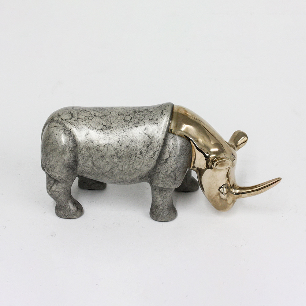 Loet Vanderveen - RHINO, STUDIO (388) - BRONZE - 7.5 X 4.5 - Free Shipping Anywhere In The USA!
<br>
<br>These sculptures are bronze limited editions.
<br>
<br><a href="/[sculpture]/[available]-[patina]-[swatches]/">More than 30 patinas are available</a>. Available patinas are indicated as IN STOCK. Loet Vanderveen limited editions are always in strong demand and our stocked inventory sells quickly. Special orders are not being taken at this time.
<br>
<br>Allow a few weeks for your sculptures to arrive as each one is thoroughly prepared and packed in our warehouse. This includes fully customized crating and boxing for each piece. Your patience is appreciated during this process as we strive to ensure that your new artwork safely arrives.