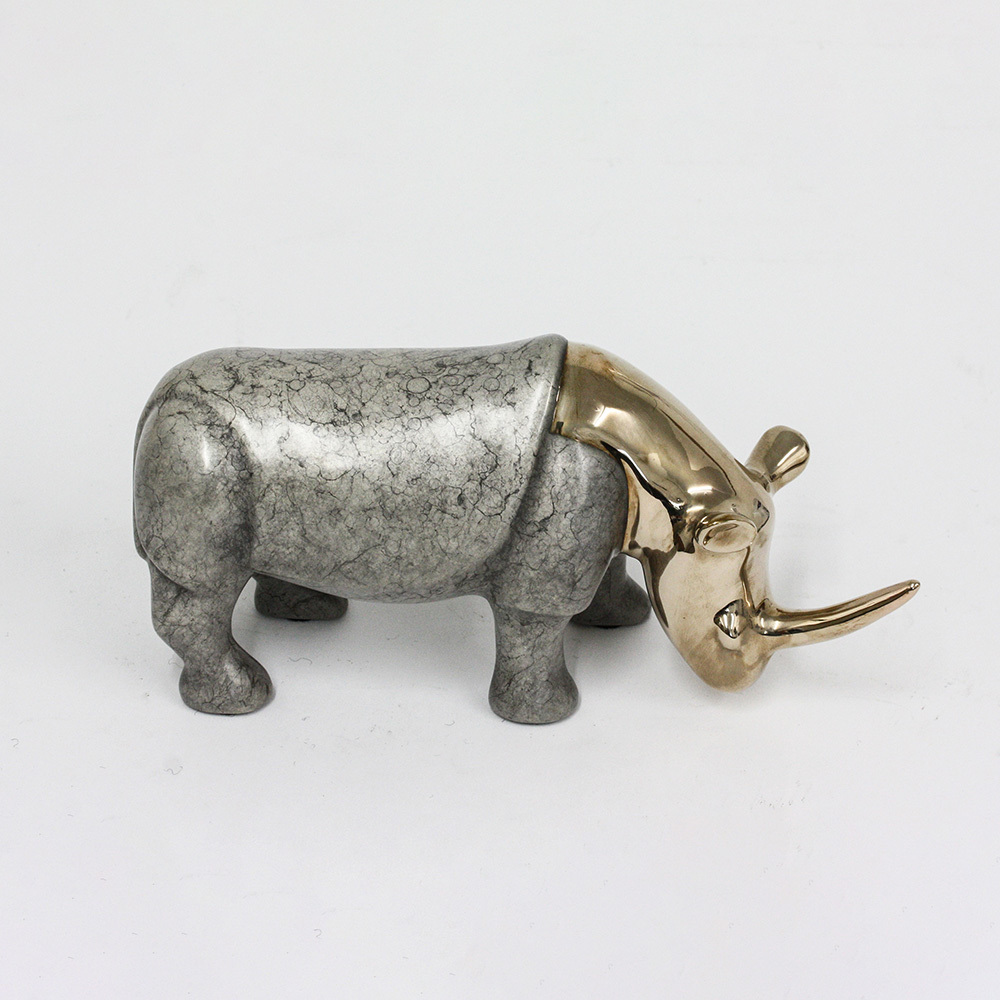 Loet Vanderveen - RHINO, STUDIO (388) - BRONZE - 7.5 X 4.5 - These sculptures are bronze limited editions.
<br>
<br><a href="/[sculpture]/[available]-[patina]-[swatches]/">More than 30 patinas are available</a>. Available patinas are indicated as IN STOCK. Loet Vanderveen limited editions are always in strong demand and our stocked inventory sells quickly. Special orders are not being taken at this time.
<br>
<br>Allow a few weeks for your sculptures to arrive as each one is thoroughly prepared and packed in our warehouse. This includes fully customized crating and boxing for each piece. Your patience is appreciated during this process as we strive to ensure that your new artwork safely arrives.
<br>
<br>Shipping and Handling TBD