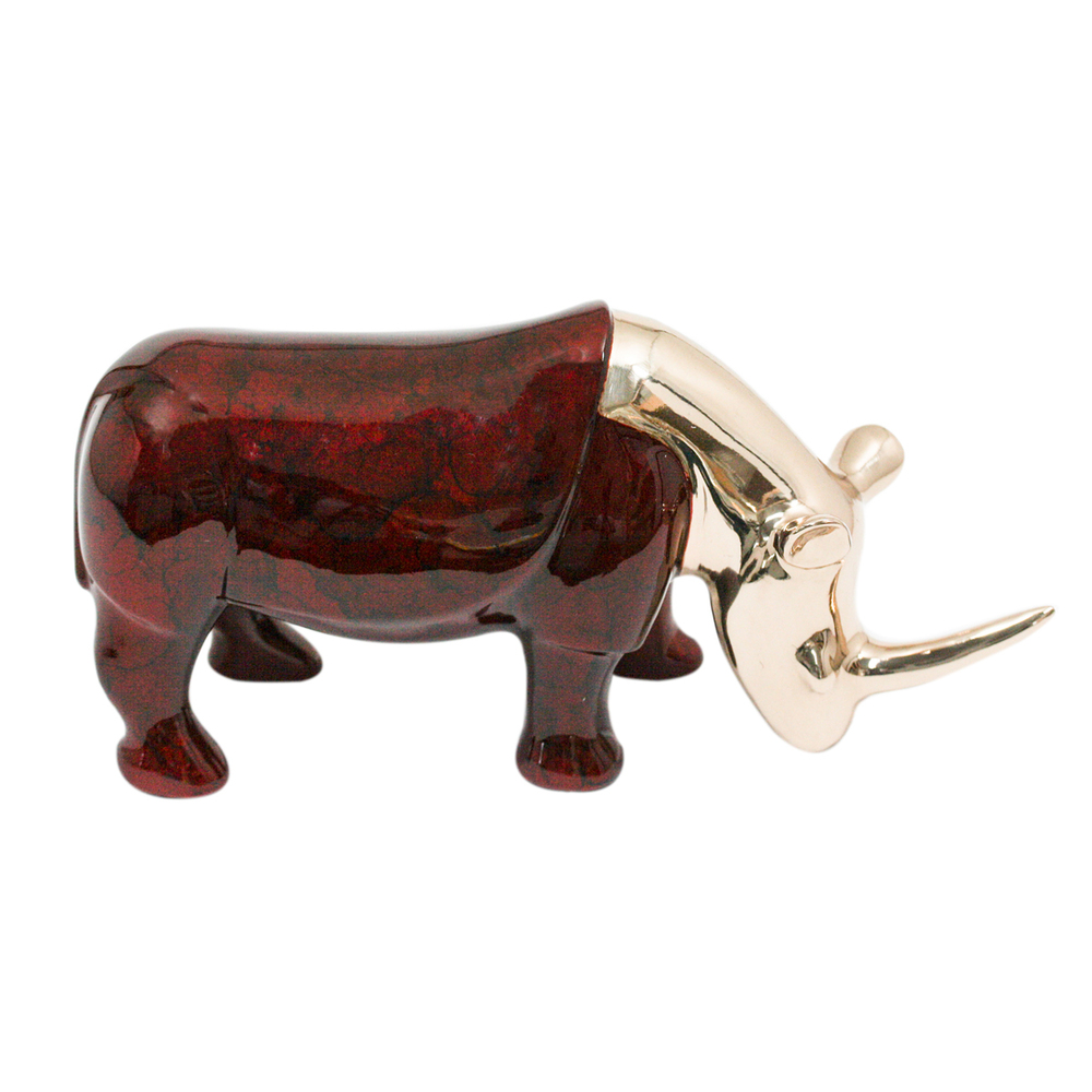 Loet Vanderveen - RHINO, STUDIO (388) - BRONZE - 7.5 X 4.5 - These sculptures are bronze limited editions.
<br>
<br><a href="/[sculpture]/[available]-[patina]-[swatches]/">More than 30 patinas are available</a>. Available patinas are indicated as IN STOCK. Loet Vanderveen limited editions are always in strong demand and our stocked inventory sells quickly. Special orders are not being taken at this time.
<br>
<br>Allow a few weeks for your sculptures to arrive as each one is thoroughly prepared and packed in our warehouse. This includes fully customized crating and boxing for each piece. Your patience is appreciated during this process as we strive to ensure that your new artwork safely arrives.
<br>
<br>Shipping and Handling TBD