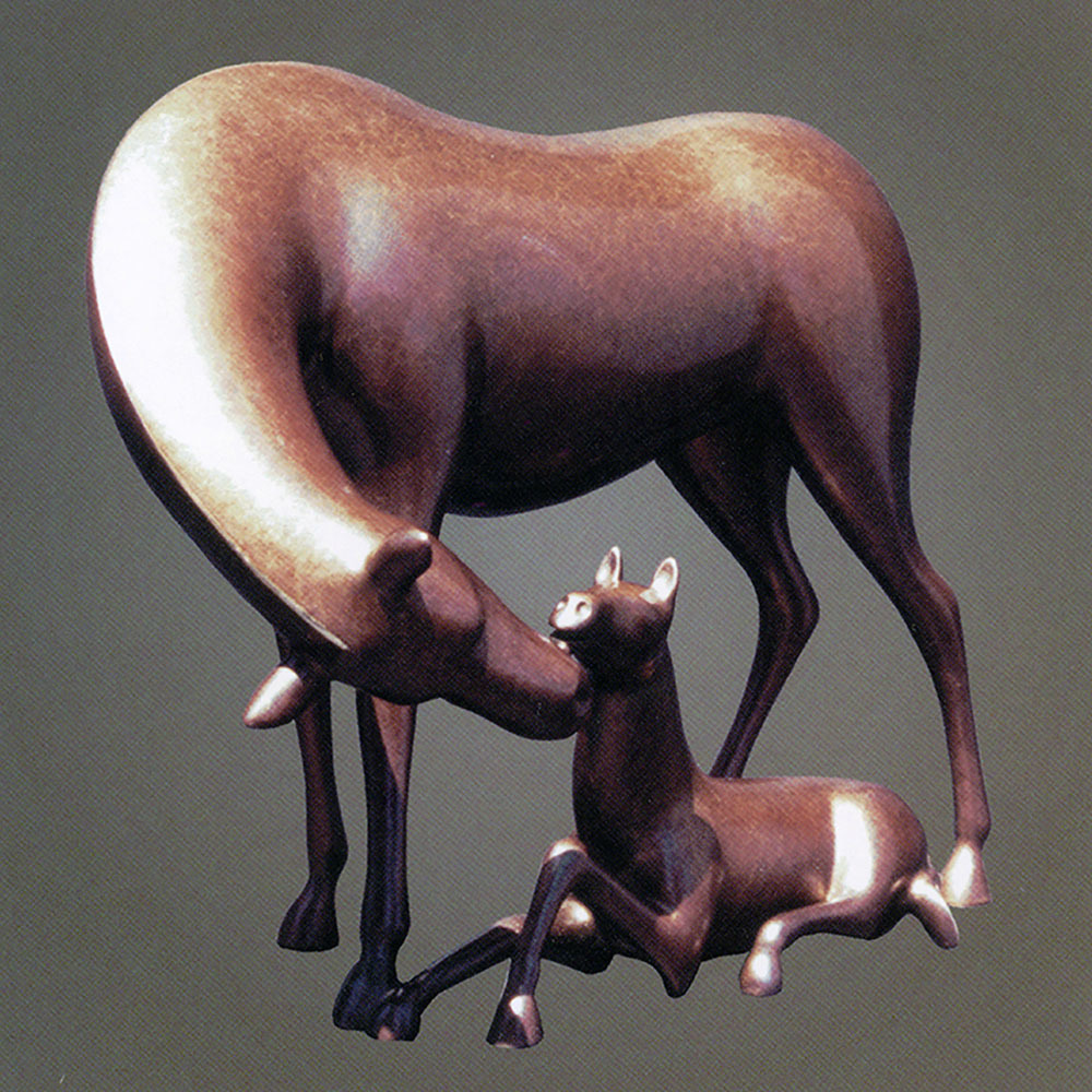 Loet Vanderveen - HORSE AND COLT (391) - BRONZE - 14 X 9 X 10.5 - These sculptures are bronze limited editions.
<br>
<br><a href="/[sculpture]/[available]-[patina]-[swatches]/">More than 30 patinas are available</a>. Available patinas are indicated as IN STOCK. Loet Vanderveen limited editions are always in strong demand and our stocked inventory sells quickly. Special orders are not being taken at this time.
<br>
<br>Allow a few weeks for your sculptures to arrive as each one is thoroughly prepared and packed in our warehouse. This includes fully customized crating and boxing for each piece. Your patience is appreciated during this process as we strive to ensure that your new artwork safely arrives.
<br>
<br>Shipping and Handling TBD