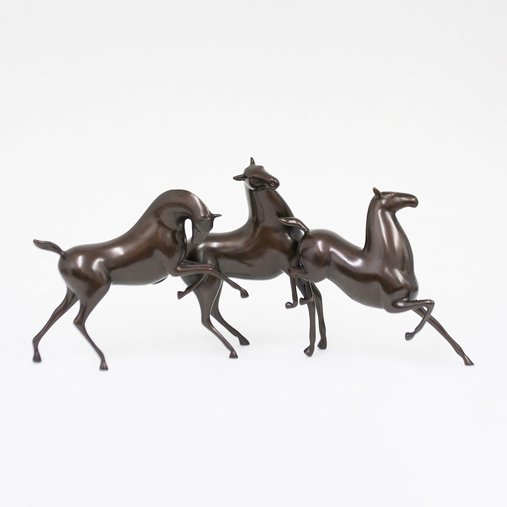 Loet Vanderveen - HORSES, PRANCING (394) - BRONZE - 18.5 X 9 - These sculptures are bronze limited editions.
<br>
<br><a href="/[sculpture]/[available]-[patina]-[swatches]/">More than 30 patinas are available</a>. Available patinas are indicated as IN STOCK. Loet Vanderveen limited editions are always in strong demand and our stocked inventory sells quickly. Special orders are not being taken at this time.
<br>
<br>Allow a few weeks for your sculptures to arrive as each one is thoroughly prepared and packed in our warehouse. This includes fully customized crating and boxing for each piece. Your patience is appreciated during this process as we strive to ensure that your new artwork safely arrives.
<br>
<br>Shipping and Handling TBD