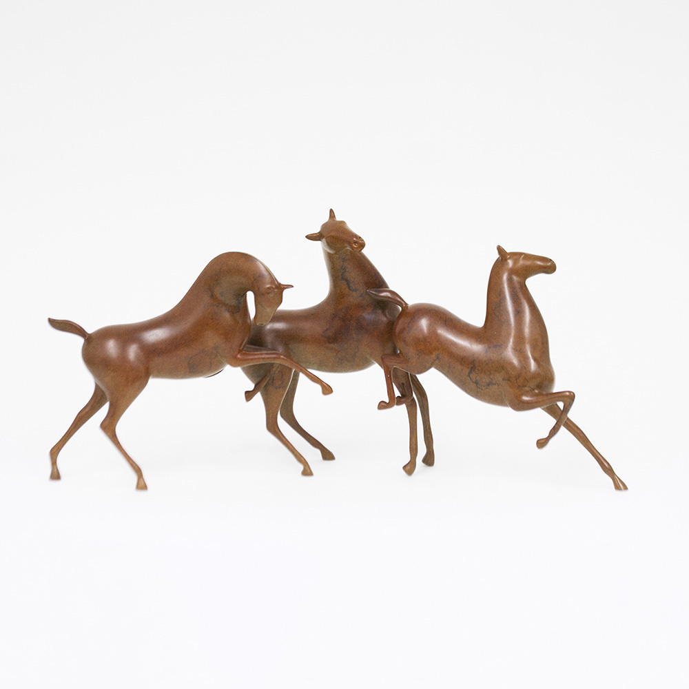 Loet Vanderveen - HORSES, PRANCING (394) - BRONZE - 18.5 X 9 - These sculptures are bronze limited editions.
<br>
<br><a href="/[sculpture]/[available]-[patina]-[swatches]/">More than 30 patinas are available</a>. Available patinas are indicated as IN STOCK. Loet Vanderveen limited editions are always in strong demand and our stocked inventory sells quickly. Special orders are not being taken at this time.
<br>
<br>Allow a few weeks for your sculptures to arrive as each one is thoroughly prepared and packed in our warehouse. This includes fully customized crating and boxing for each piece. Your patience is appreciated during this process as we strive to ensure that your new artwork safely arrives.
<br>
<br>Shipping and Handling TBD