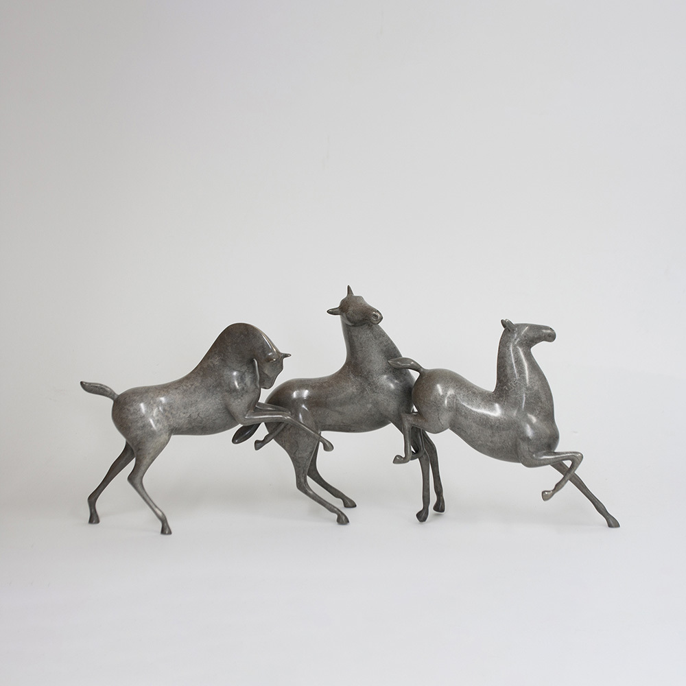 Loet Vanderveen - HORSES, PRANCING (394) - BRONZE - 18.5 X 9 - Free Shipping Anywhere In The USA!
<br>
<br>These sculptures are bronze limited editions.
<br>
<br><a href="/[sculpture]/[available]-[patina]-[swatches]/">More than 30 patinas are available</a>. Available patinas are indicated as IN STOCK. Loet Vanderveen limited editions are always in strong demand and our stocked inventory sells quickly. Special orders are not being taken at this time.
<br>
<br>Allow a few weeks for your sculptures to arrive as each one is thoroughly prepared and packed in our warehouse. This includes fully customized crating and boxing for each piece. Your patience is appreciated during this process as we strive to ensure that your new artwork safely arrives.