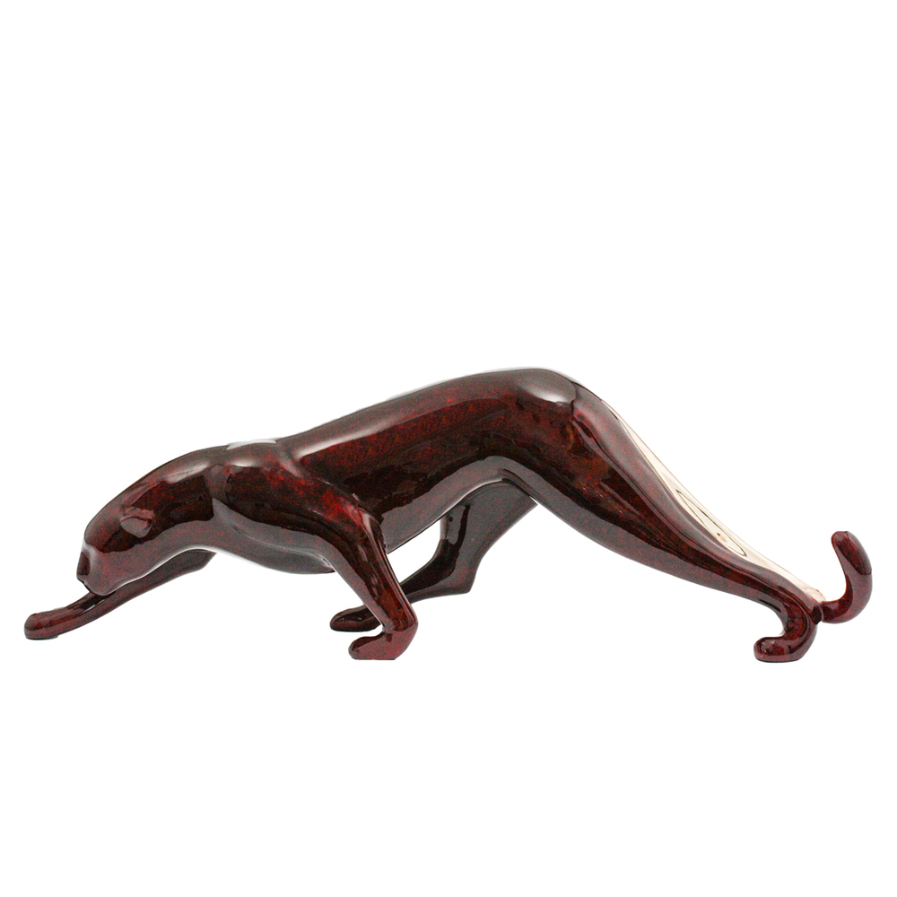 Loet Vanderveen - COUGAR, STRETCHING (396) - BRONZE - 21 X 7 - These sculptures are bronze limited editions.
<br>
<br><a href="/[sculpture]/[available]-[patina]-[swatches]/">More than 30 patinas are available</a>. Available patinas are indicated as IN STOCK. Loet Vanderveen limited editions are always in strong demand and our stocked inventory sells quickly. Special orders are not being taken at this time.
<br>
<br>Allow a few weeks for your sculptures to arrive as each one is thoroughly prepared and packed in our warehouse. This includes fully customized crating and boxing for each piece. Your patience is appreciated during this process as we strive to ensure that your new artwork safely arrives.
<br>
<br>Shipping and Handling TBD