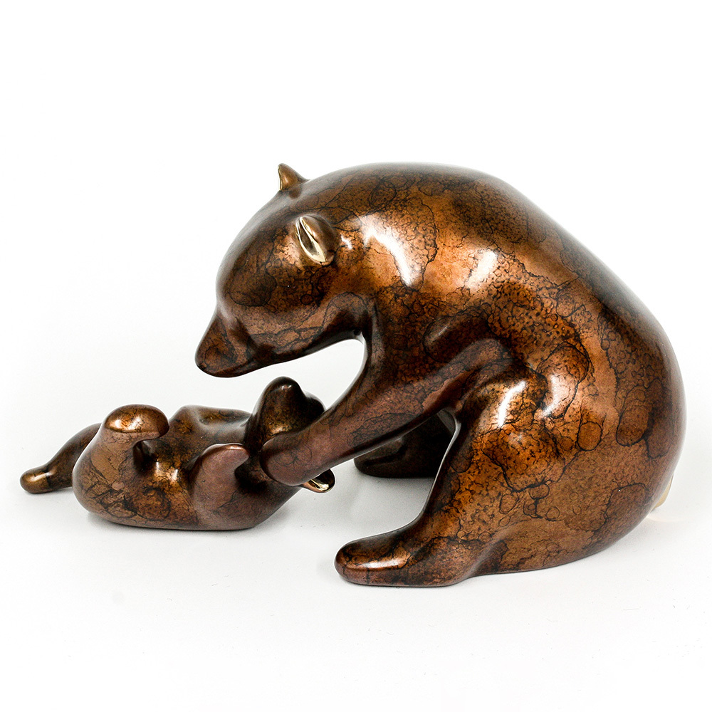 Loet Vanderveen - BEAR AND CUB (402) - BRONZE - 10 X 5.25 - These sculptures are bronze limited editions.
<br>
<br><a href="/[sculpture]/[available]-[patina]-[swatches]/">More than 30 patinas are available</a>. Available patinas are indicated as IN STOCK. Loet Vanderveen limited editions are always in strong demand and our stocked inventory sells quickly. Special orders are not being taken at this time.
<br>
<br>Allow a few weeks for your sculptures to arrive as each one is thoroughly prepared and packed in our warehouse. This includes fully customized crating and boxing for each piece. Your patience is appreciated during this process as we strive to ensure that your new artwork safely arrives.
<br>
<br>Shipping and Handling TBD