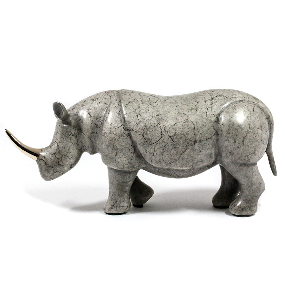 Loet Vanderveen - RHINO, NOAH'S (405) - BRONZE - 7.25 X 3 - These sculptures are bronze limited editions.
<br>
<br><a href="/[sculpture]/[available]-[patina]-[swatches]/">More than 30 patinas are available</a>. Available patinas are indicated as IN STOCK. Loet Vanderveen limited editions are always in strong demand and our stocked inventory sells quickly. Special orders are not being taken at this time.
<br>
<br>Allow a few weeks for your sculptures to arrive as each one is thoroughly prepared and packed in our warehouse. This includes fully customized crating and boxing for each piece. Your patience is appreciated during this process as we strive to ensure that your new artwork safely arrives.
<br>
<br>Shipping and Handling TBD