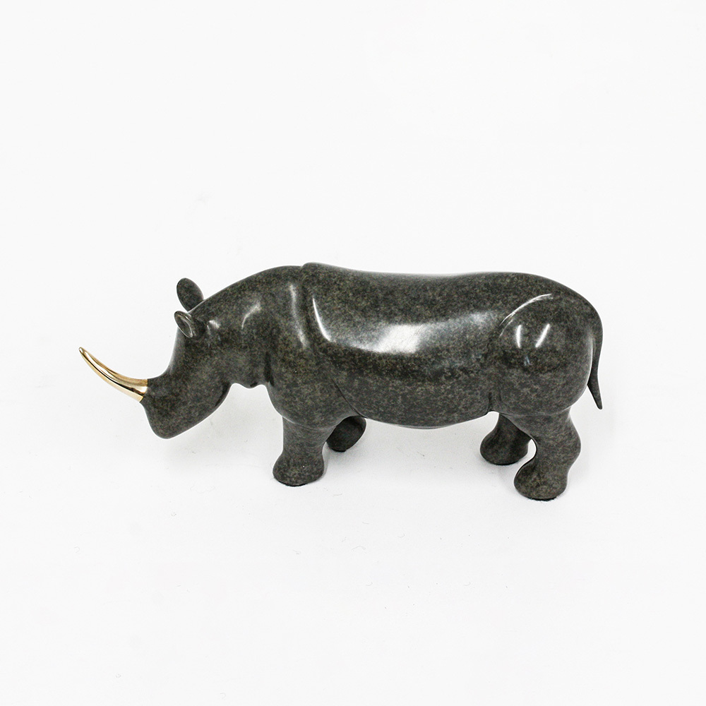Loet Vanderveen - RHINO, NOAH'S (405) - BRONZE - 7.25 X 3 - These sculptures are bronze limited editions.
<br>
<br><a href="/[sculpture]/[available]-[patina]-[swatches]/">More than 30 patinas are available</a>. Available patinas are indicated as IN STOCK. Loet Vanderveen limited editions are always in strong demand and our stocked inventory sells quickly. Special orders are not being taken at this time.
<br>
<br>Allow a few weeks for your sculptures to arrive as each one is thoroughly prepared and packed in our warehouse. This includes fully customized crating and boxing for each piece. Your patience is appreciated during this process as we strive to ensure that your new artwork safely arrives.
<br>
<br>Shipping and Handling TBD