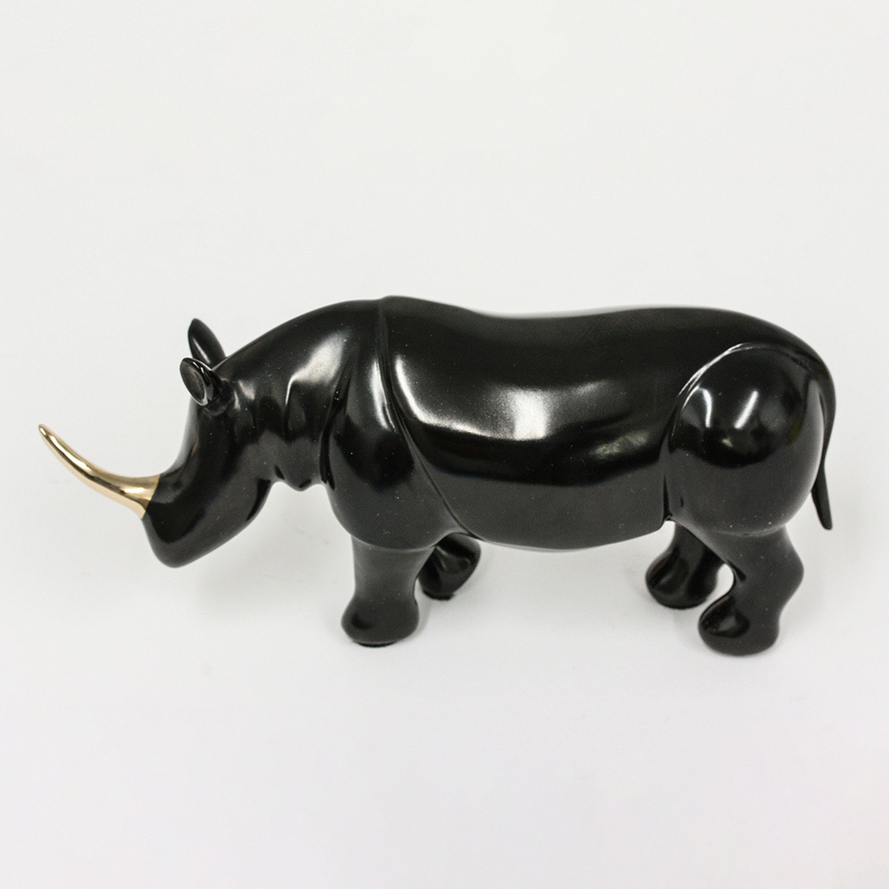 Loet Vanderveen - RHINO, NOAH'S (405) - BRONZE - 7.25 X 3 - These sculptures are bronze limited editions.
<br>
<br><a href="/[sculpture]/[available]-[patina]-[swatches]/">More than 30 patinas are available</a>. Available patinas are indicated as IN STOCK. Loet Vanderveen limited editions are always in strong demand and our stocked inventory sells quickly. Special orders are not being taken at this time.
<br>
<br>Allow a few weeks for your sculptures to arrive as each one is thoroughly prepared and packed in our warehouse. This includes fully customized crating and boxing for each piece. Your patience is appreciated during this process as we strive to ensure that your new artwork safely arrives.
<br>
<br>Shipping and Handling TBD