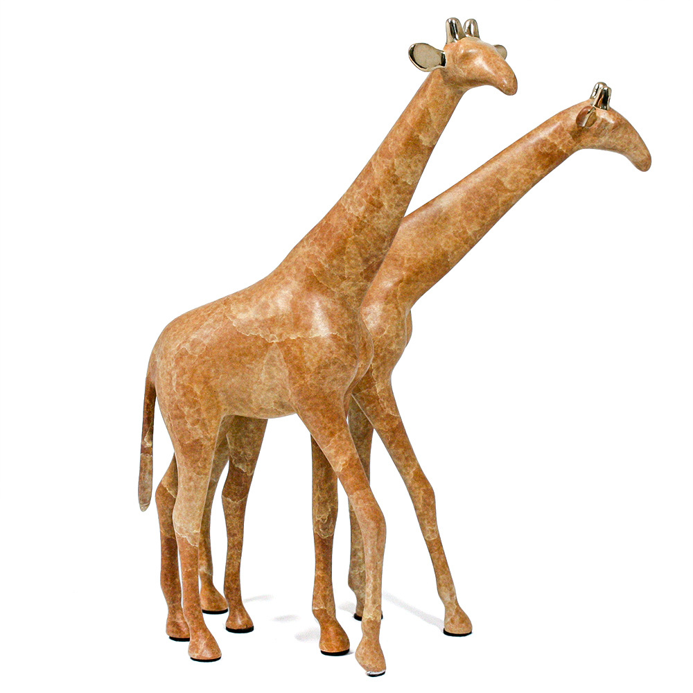 Loet Vanderveen - GIRAFFE PAIR, NOAH'S (406) - BRONZE - 9 X 7 - These sculptures are bronze limited editions.
<br>
<br><a href="/[sculpture]/[available]-[patina]-[swatches]/">More than 30 patinas are available</a>. Available patinas are indicated as IN STOCK. Loet Vanderveen limited editions are always in strong demand and our stocked inventory sells quickly. Special orders are not being taken at this time.
<br>
<br>Allow a few weeks for your sculptures to arrive as each one is thoroughly prepared and packed in our warehouse. This includes fully customized crating and boxing for each piece. Your patience is appreciated during this process as we strive to ensure that your new artwork safely arrives.
<br>
<br>Shipping and Handling TBD