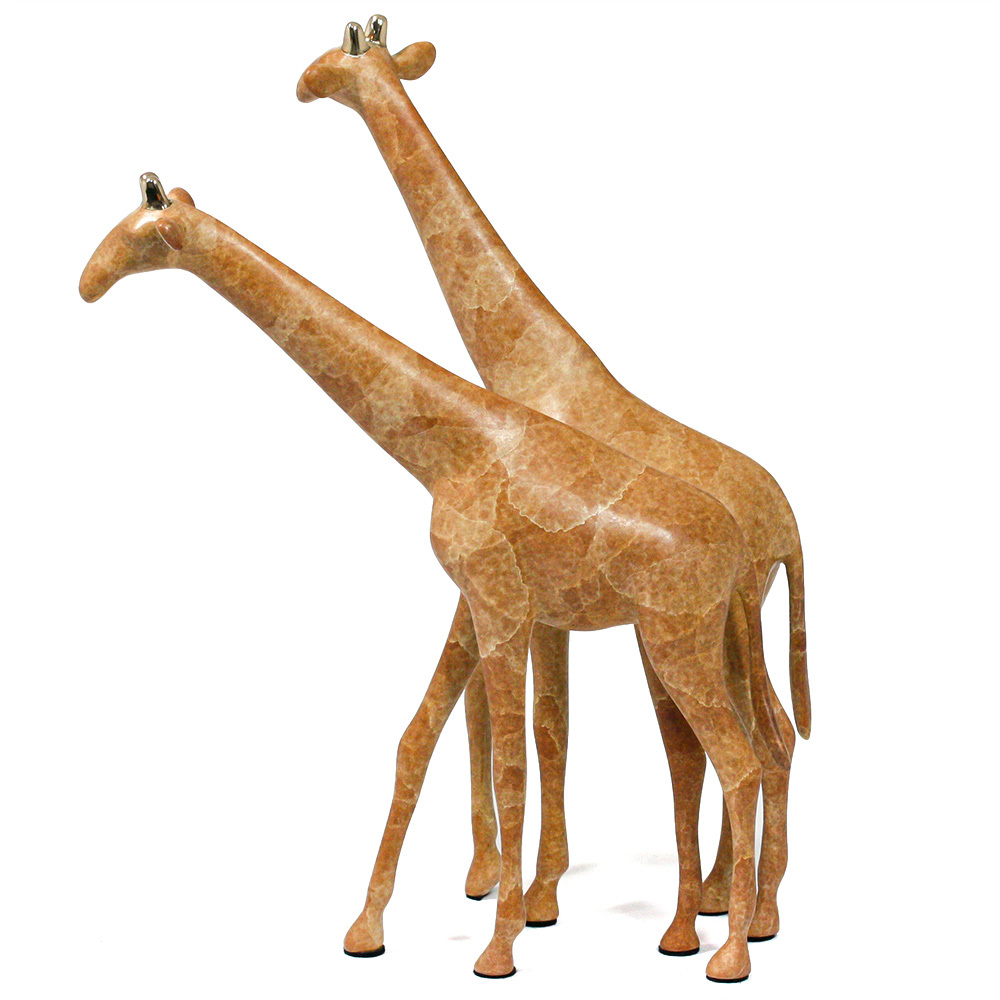 Loet Vanderveen - GIRAFFE PAIR, NOAH'S (406) - BRONZE - 9 X 7 - These sculptures are bronze limited editions.
<br>
<br><a href="/[sculpture]/[available]-[patina]-[swatches]/">More than 30 patinas are available</a>. Available patinas are indicated as IN STOCK. Loet Vanderveen limited editions are always in strong demand and our stocked inventory sells quickly. Special orders are not being taken at this time.
<br>
<br>Allow a few weeks for your sculptures to arrive as each one is thoroughly prepared and packed in our warehouse. This includes fully customized crating and boxing for each piece. Your patience is appreciated during this process as we strive to ensure that your new artwork safely arrives.
<br>
<br>Shipping and Handling TBD