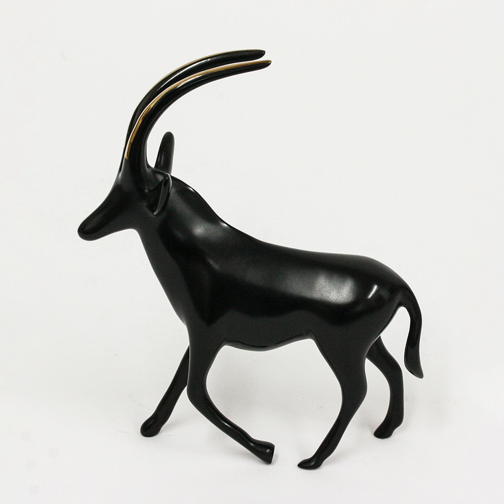 Loet Vanderveen - ANTELOPE, SABLE NOAH'S (409) - BRONZE - 5 X 2 - These sculptures are bronze limited editions.
<br>
<br><a href="/[sculpture]/[available]-[patina]-[swatches]/">More than 30 patinas are available</a>. Available patinas are indicated as IN STOCK. Loet Vanderveen limited editions are always in strong demand and our stocked inventory sells quickly. Special orders are not being taken at this time.
<br>
<br>Allow a few weeks for your sculptures to arrive as each one is thoroughly prepared and packed in our warehouse. This includes fully customized crating and boxing for each piece. Your patience is appreciated during this process as we strive to ensure that your new artwork safely arrives.
<br>
<br>Shipping and Handling TBD