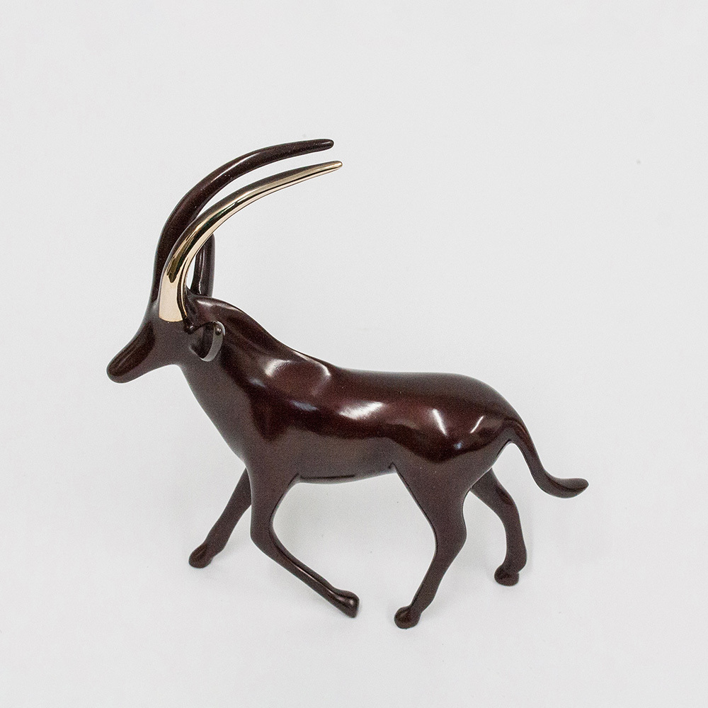 Loet Vanderveen - ANTELOPE, SABLE NOAH'S (409) - BRONZE - 5 X 2 - Free Shipping Anywhere In The USA!
<br>
<br>These sculptures are bronze limited editions.
<br>
<br><a href="/[sculpture]/[available]-[patina]-[swatches]/">More than 30 patinas are available</a>. Available patinas are indicated as IN STOCK. Loet Vanderveen limited editions are always in strong demand and our stocked inventory sells quickly. Special orders are not being taken at this time.
<br>
<br>Allow a few weeks for your sculptures to arrive as each one is thoroughly prepared and packed in our warehouse. This includes fully customized crating and boxing for each piece. Your patience is appreciated during this process as we strive to ensure that your new artwork safely arrives.