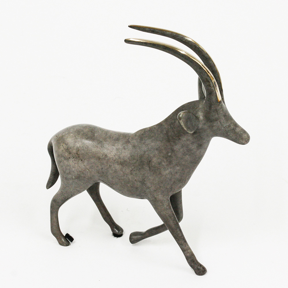 Loet Vanderveen - ANTELOPE, SABLE NOAH'S (409) - BRONZE - 5 X 2 - These sculptures are bronze limited editions.
<br>
<br><a href="/[sculpture]/[available]-[patina]-[swatches]/">More than 30 patinas are available</a>. Available patinas are indicated as IN STOCK. Loet Vanderveen limited editions are always in strong demand and our stocked inventory sells quickly. Special orders are not being taken at this time.
<br>
<br>Allow a few weeks for your sculptures to arrive as each one is thoroughly prepared and packed in our warehouse. This includes fully customized crating and boxing for each piece. Your patience is appreciated during this process as we strive to ensure that your new artwork safely arrives.
<br>
<br>Shipping and Handling TBD