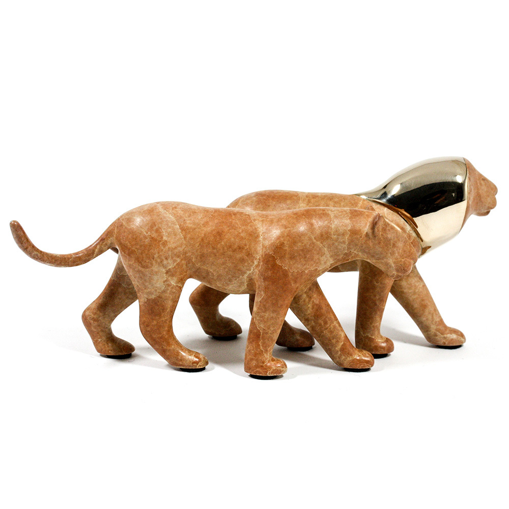 Loet Vanderveen - LION PAIR, NOAH'S (412) - BRONZE - 6.5 X 3.25 - These sculptures are bronze limited editions.
<br>
<br><a href="/[sculpture]/[available]-[patina]-[swatches]/">More than 30 patinas are available</a>. Available patinas are indicated as IN STOCK. Loet Vanderveen limited editions are always in strong demand and our stocked inventory sells quickly. Special orders are not being taken at this time.
<br>
<br>Allow a few weeks for your sculptures to arrive as each one is thoroughly prepared and packed in our warehouse. This includes fully customized crating and boxing for each piece. Your patience is appreciated during this process as we strive to ensure that your new artwork safely arrives.
<br>
<br>Shipping and Handling TBD