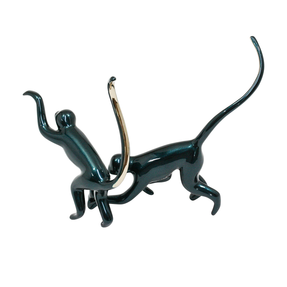 Loet Vanderveen - MONKEY PAIR, NOAH'S (414) - BRONZE - 7 X 2.75 - These sculptures are bronze limited editions.
<br>
<br><a href="/[sculpture]/[available]-[patina]-[swatches]/">More than 30 patinas are available</a>. Available patinas are indicated as IN STOCK. Loet Vanderveen limited editions are always in strong demand and our stocked inventory sells quickly. Special orders are not being taken at this time.
<br>
<br>Allow a few weeks for your sculptures to arrive as each one is thoroughly prepared and packed in our warehouse. This includes fully customized crating and boxing for each piece. Your patience is appreciated during this process as we strive to ensure that your new artwork safely arrives.
<br>
<br>Shipping and Handling TBD