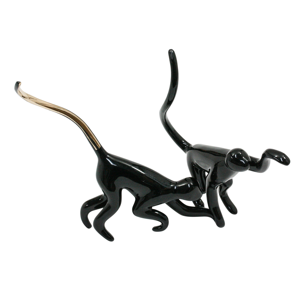 Loet Vanderveen - MONKEY PAIR, NOAH'S (414) - BRONZE - 7 X 2.75 - These sculptures are bronze limited editions.
<br>
<br><a href="/[sculpture]/[available]-[patina]-[swatches]/">More than 30 patinas are available</a>. Available patinas are indicated as IN STOCK. Loet Vanderveen limited editions are always in strong demand and our stocked inventory sells quickly. Special orders are not being taken at this time.
<br>
<br>Allow a few weeks for your sculptures to arrive as each one is thoroughly prepared and packed in our warehouse. This includes fully customized crating and boxing for each piece. Your patience is appreciated during this process as we strive to ensure that your new artwork safely arrives.
<br>
<br>Shipping and Handling TBD