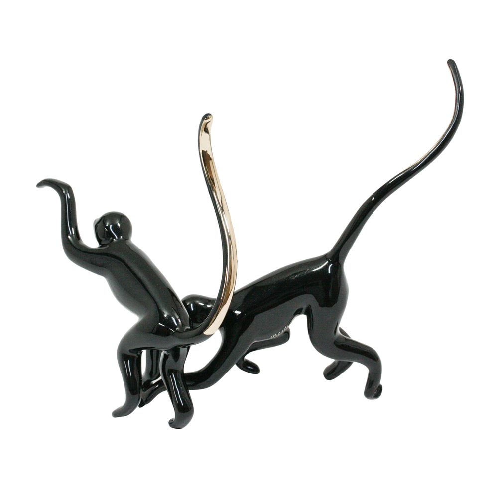 Loet Vanderveen - MONKEY PAIR, NOAH'S (414) - BRONZE - 7 X 2.75 - These sculptures are bronze limited editions.
<br>
<br><a href="/[sculpture]/[available]-[patina]-[swatches]/">More than 30 patinas are available</a>. Available patinas are indicated as IN STOCK. Loet Vanderveen limited editions are always in strong demand and our stocked inventory sells quickly. Special orders are not being taken at this time.
<br>
<br>Allow a few weeks for your sculptures to arrive as each one is thoroughly prepared and packed in our warehouse. This includes fully customized crating and boxing for each piece. Your patience is appreciated during this process as we strive to ensure that your new artwork safely arrives.
<br>
<br>Shipping and Handling TBD