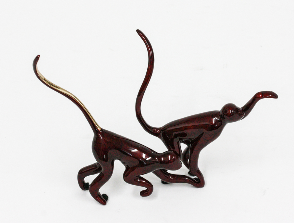 Loet Vanderveen - MONKEY PAIR, NOAH'S (414) - BRONZE - 7 X 2.75 - These sculptures are bronze limited editions.
<br>
<br><a href="/[sculpture]/[available]-[patina]-[swatches]/">More than 30 patinas are available</a>. Available patinas are indicated as IN STOCK. Loet Vanderveen limited editions are always in strong demand and our stocked inventory sells quickly. Special orders are not being taken at this time.
<br>
<br>Allow a few weeks for your sculptures to arrive as each one is thoroughly prepared and packed in our warehouse. This includes fully customized crating and boxing for each piece. Your patience is appreciated during this process as we strive to ensure that your new artwork safely arrives.
<br>
<br>Shipping and Handling TBD