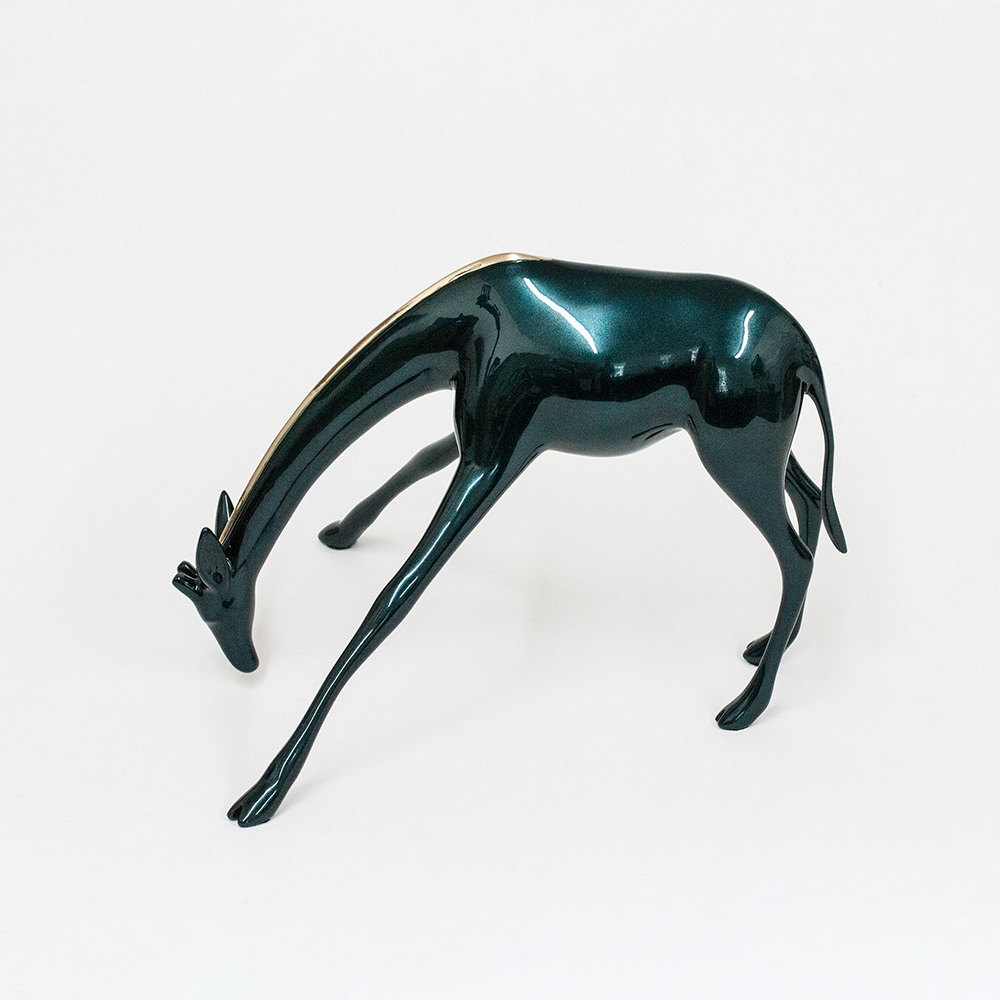 Loet Vanderveen - GIRAFFE, DRINKING (423) - BRONZE - 11 X 8 - These sculptures are bronze limited editions.
<br>
<br><a href="/[sculpture]/[available]-[patina]-[swatches]/">More than 30 patinas are available</a>. Available patinas are indicated as IN STOCK. Loet Vanderveen limited editions are always in strong demand and our stocked inventory sells quickly. Special orders are not being taken at this time.
<br>
<br>Allow a few weeks for your sculptures to arrive as each one is thoroughly prepared and packed in our warehouse. This includes fully customized crating and boxing for each piece. Your patience is appreciated during this process as we strive to ensure that your new artwork safely arrives.
<br>
<br>Shipping and Handling TBD