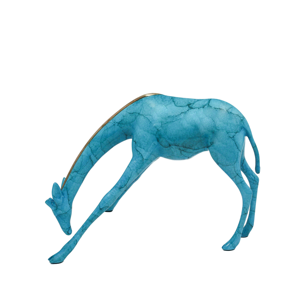 Loet Vanderveen - GIRAFFE, DRINKING (423) - BRONZE - 11 X 8 - These sculptures are bronze limited editions.
<br>
<br><a href="/[sculpture]/[available]-[patina]-[swatches]/">More than 30 patinas are available</a>. Available patinas are indicated as IN STOCK. Loet Vanderveen limited editions are always in strong demand and our stocked inventory sells quickly. Special orders are not being taken at this time.
<br>
<br>Allow a few weeks for your sculptures to arrive as each one is thoroughly prepared and packed in our warehouse. This includes fully customized crating and boxing for each piece. Your patience is appreciated during this process as we strive to ensure that your new artwork safely arrives.
<br>
<br>Shipping and Handling TBD