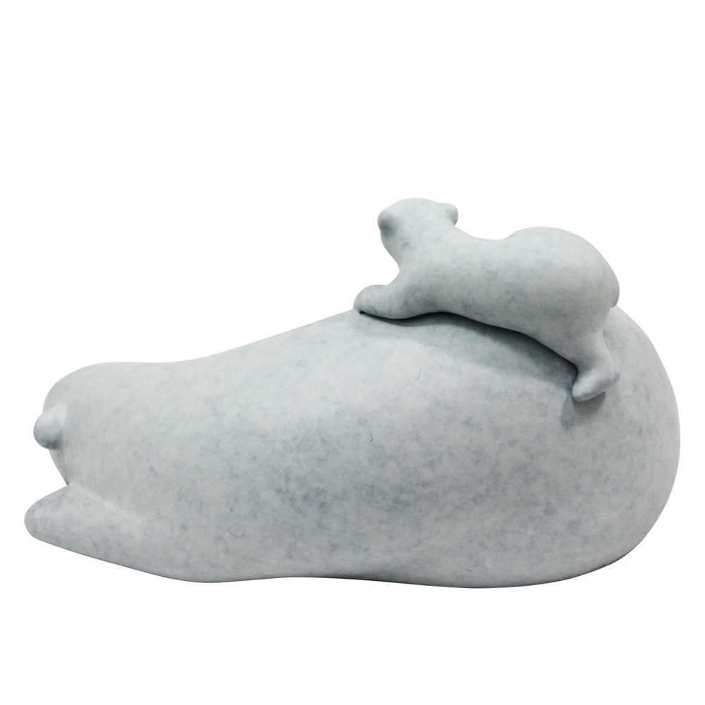 Loet Vanderveen - POLAR BEAR & BABY, RECLINING (428) - BRONZE - 8 X 4.25 - These sculptures are bronze limited editions.
<br>
<br><a href="/[sculpture]/[available]-[patina]-[swatches]/">More than 30 patinas are available</a>. Available patinas are indicated as IN STOCK. Loet Vanderveen limited editions are always in strong demand and our stocked inventory sells quickly. Special orders are not being taken at this time.
<br>
<br>Allow a few weeks for your sculptures to arrive as each one is thoroughly prepared and packed in our warehouse. This includes fully customized crating and boxing for each piece. Your patience is appreciated during this process as we strive to ensure that your new artwork safely arrives.
<br>
<br>Shipping and Handling TBD