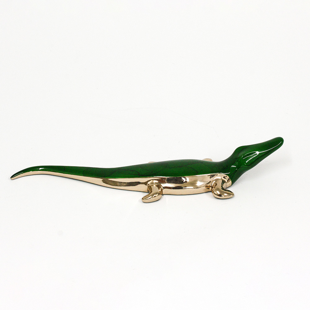 Loet Vanderveen - ALLIGATOR, SINGLE (431) - BRONZE - 12.5 X 2 X 2 - These sculptures are bronze limited editions.
<br>
<br><a href="/[sculpture]/[available]-[patina]-[swatches]/">More than 30 patinas are available</a>. Available patinas are indicated as IN STOCK. Loet Vanderveen limited editions are always in strong demand and our stocked inventory sells quickly. Special orders are not being taken at this time.
<br>
<br>Allow a few weeks for your sculptures to arrive as each one is thoroughly prepared and packed in our warehouse. This includes fully customized crating and boxing for each piece. Your patience is appreciated during this process as we strive to ensure that your new artwork safely arrives.
<br>
<br>Shipping and Handling TBD