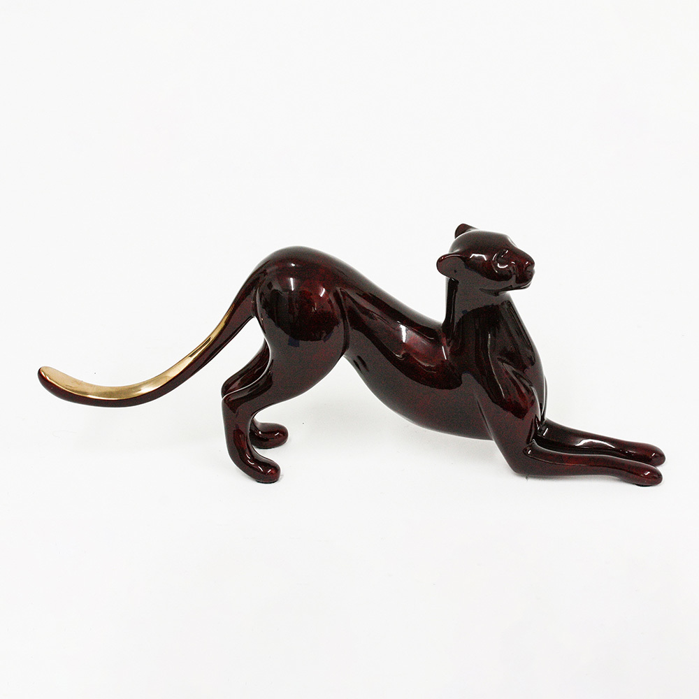 Loet Vanderveen - CHEETAH, CROUCHING (450) - BRONZE - 11 X 4.25 - These sculptures are bronze limited editions.
<br>
<br><a href="/[sculpture]/[available]-[patina]-[swatches]/">More than 30 patinas are available</a>. Available patinas are indicated as IN STOCK. Loet Vanderveen limited editions are always in strong demand and our stocked inventory sells quickly. Special orders are not being taken at this time.
<br>
<br>Allow a few weeks for your sculptures to arrive as each one is thoroughly prepared and packed in our warehouse. This includes fully customized crating and boxing for each piece. Your patience is appreciated during this process as we strive to ensure that your new artwork safely arrives.
<br>
<br>Shipping and Handling TBD