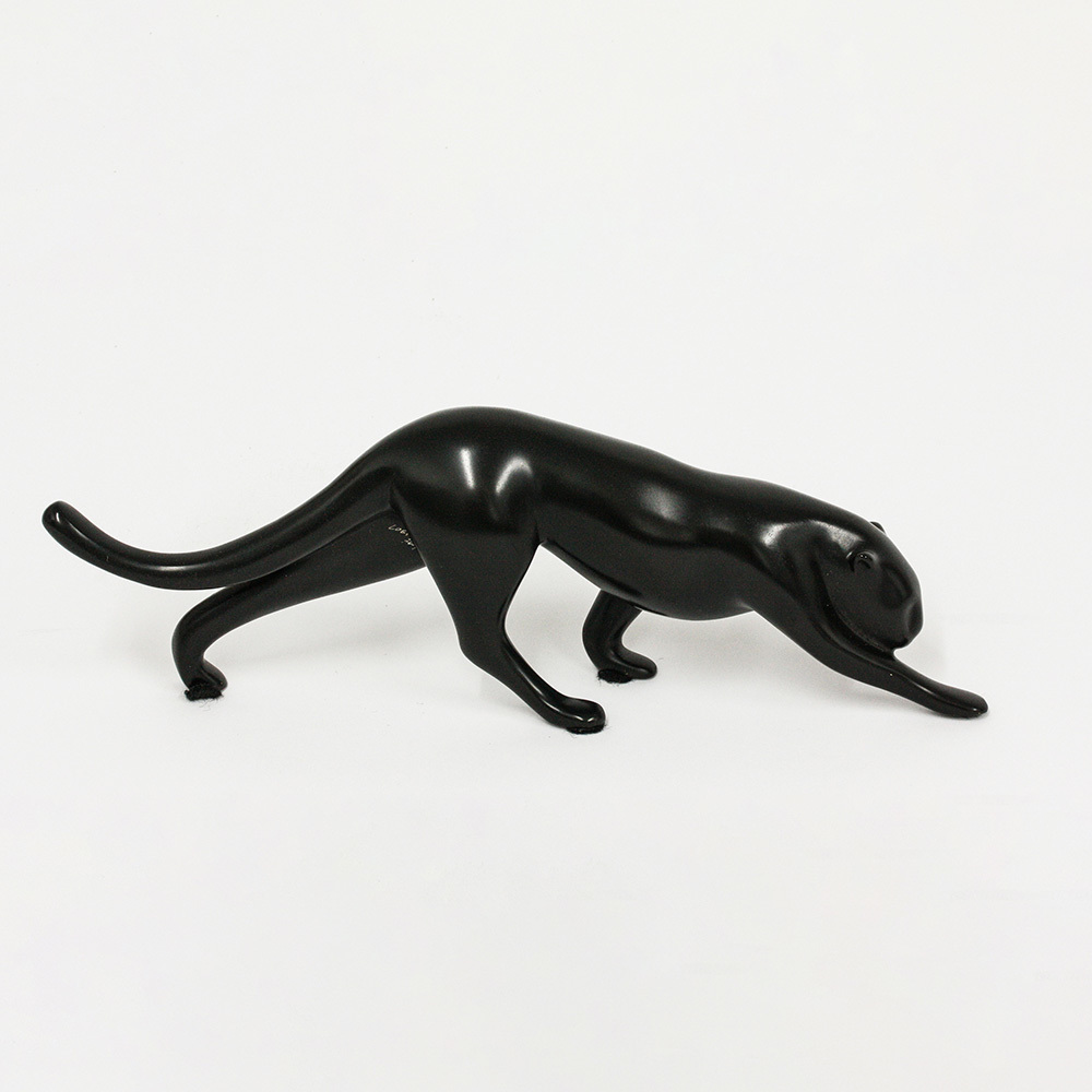 Loet Vanderveen - JAGUAR STALKING (452) - BRONZE - 11 X 4 - These sculptures are bronze limited editions.
<br>
<br><a href="/[sculpture]/[available]-[patina]-[swatches]/">More than 30 patinas are available</a>. Available patinas are indicated as IN STOCK. Loet Vanderveen limited editions are always in strong demand and our stocked inventory sells quickly. Special orders are not being taken at this time.
<br>
<br>Allow a few weeks for your sculptures to arrive as each one is thoroughly prepared and packed in our warehouse. This includes fully customized crating and boxing for each piece. Your patience is appreciated during this process as we strive to ensure that your new artwork safely arrives.
<br>
<br>Shipping and Handling TBD