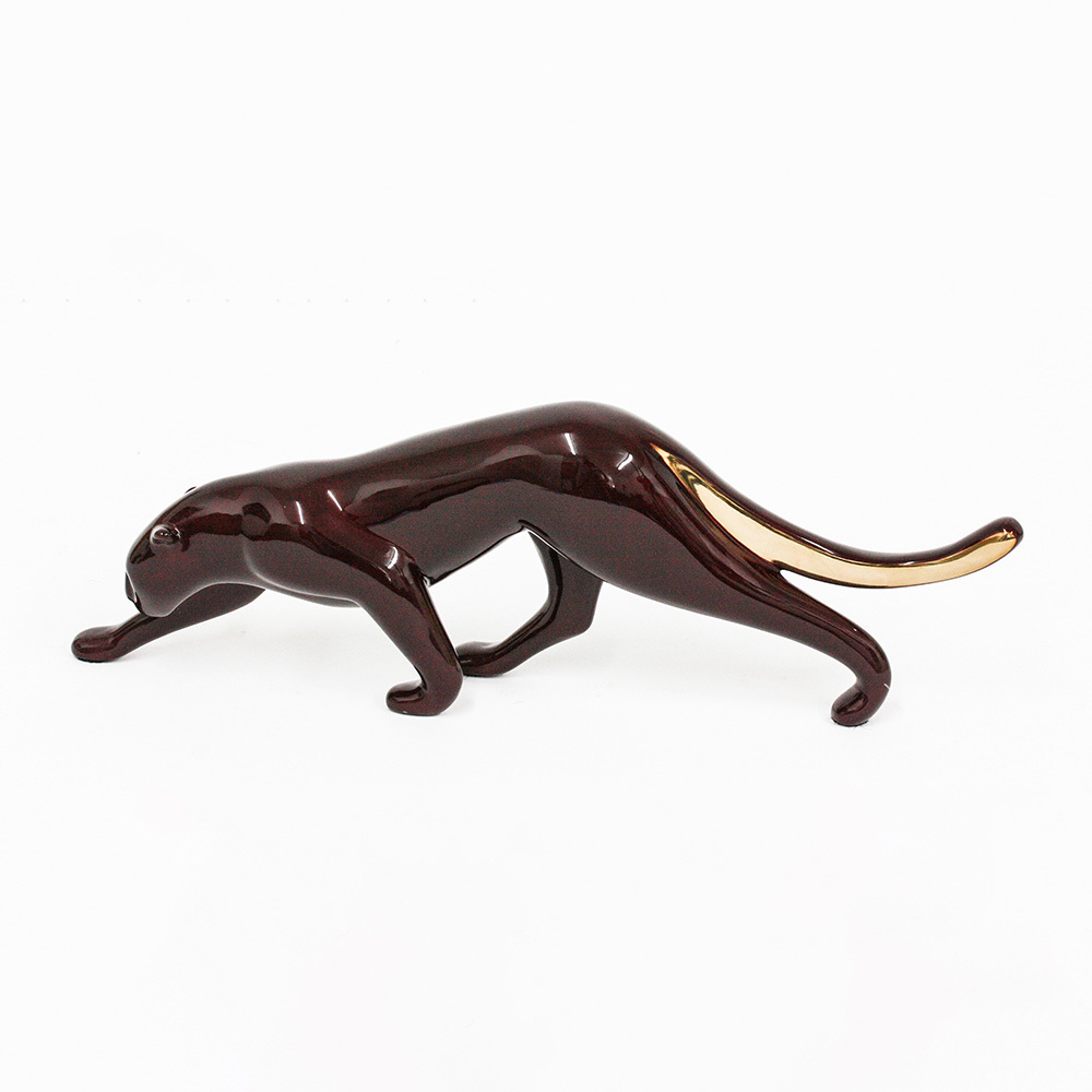 Loet Vanderveen - JAGUAR STALKING (452) - BRONZE - 11 X 4 - These sculptures are bronze limited editions.
<br>
<br><a href="/[sculpture]/[available]-[patina]-[swatches]/">More than 30 patinas are available</a>. Available patinas are indicated as IN STOCK. Loet Vanderveen limited editions are always in strong demand and our stocked inventory sells quickly. Special orders are not being taken at this time.
<br>
<br>Allow a few weeks for your sculptures to arrive as each one is thoroughly prepared and packed in our warehouse. This includes fully customized crating and boxing for each piece. Your patience is appreciated during this process as we strive to ensure that your new artwork safely arrives.
<br>
<br>Shipping and Handling TBD