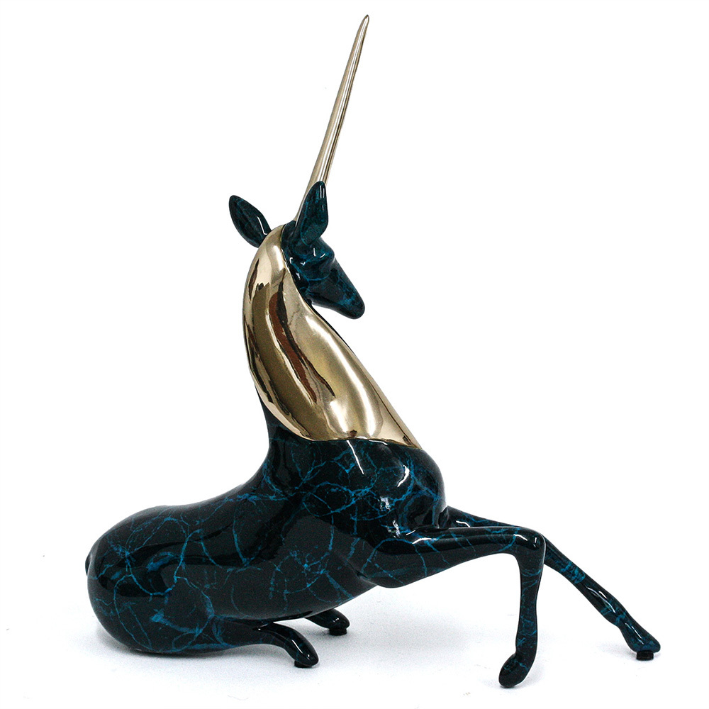 Loet Vanderveen - UNICORN (461) - BRONZE - 7.25 X 2 X 7.75 - These sculptures are bronze limited editions.
<br>
<br><a href="/[sculpture]/[available]-[patina]-[swatches]/">More than 30 patinas are available</a>. Available patinas are indicated as IN STOCK. Loet Vanderveen limited editions are always in strong demand and our stocked inventory sells quickly. Special orders are not being taken at this time.
<br>
<br>Allow a few weeks for your sculptures to arrive as each one is thoroughly prepared and packed in our warehouse. This includes fully customized crating and boxing for each piece. Your patience is appreciated during this process as we strive to ensure that your new artwork safely arrives.
<br>
<br>Shipping and Handling TBD