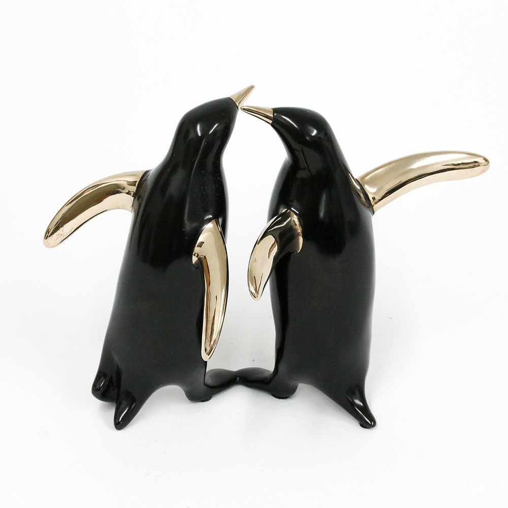 Loet Vanderveen - PENGUIN PAIR (472) - BRONZE - 7 X 4.5 X 5.25 - These sculptures are bronze limited editions.
<br>
<br><a href="/[sculpture]/[available]-[patina]-[swatches]/">More than 30 patinas are available</a>. Available patinas are indicated as IN STOCK. Loet Vanderveen limited editions are always in strong demand and our stocked inventory sells quickly. Special orders are not being taken at this time.
<br>
<br>Allow a few weeks for your sculptures to arrive as each one is thoroughly prepared and packed in our warehouse. This includes fully customized crating and boxing for each piece. Your patience is appreciated during this process as we strive to ensure that your new artwork safely arrives.
<br>
<br>Shipping and Handling TBD