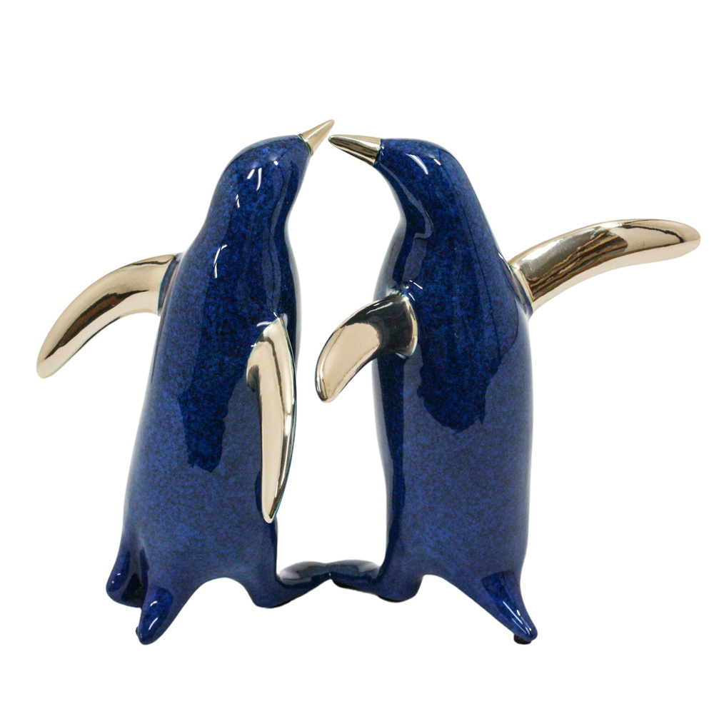 Loet Vanderveen - PENGUIN PAIR (472) - BRONZE - 7 X 4.5 X 5.25 - These sculptures are bronze limited editions.
<br>
<br><a href="/[sculpture]/[available]-[patina]-[swatches]/">More than 30 patinas are available</a>. Available patinas are indicated as IN STOCK. Loet Vanderveen limited editions are always in strong demand and our stocked inventory sells quickly. Special orders are not being taken at this time.
<br>
<br>Allow a few weeks for your sculptures to arrive as each one is thoroughly prepared and packed in our warehouse. This includes fully customized crating and boxing for each piece. Your patience is appreciated during this process as we strive to ensure that your new artwork safely arrives.
<br>
<br>Shipping and Handling TBD