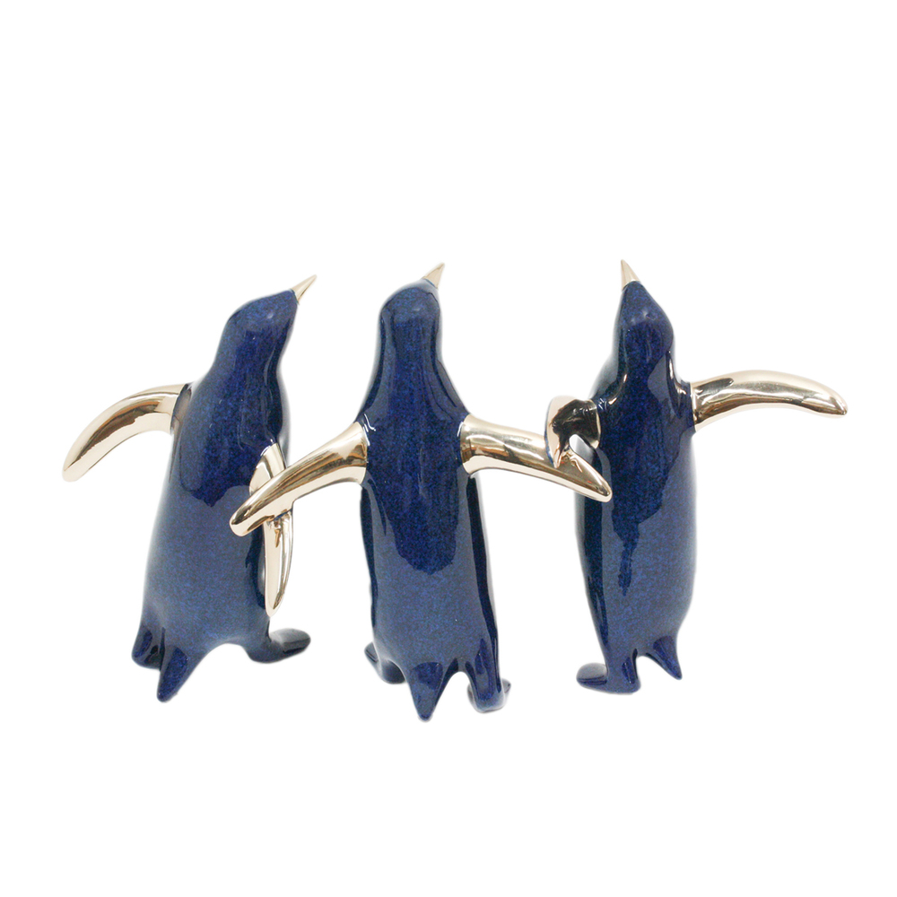 Loet Vanderveen - PENGUIN TRIO (474) - BRONZE - 9 X 4 X 5.25 - These sculptures are bronze limited editions.
<br>
<br><a href="/[sculpture]/[available]-[patina]-[swatches]/">More than 30 patinas are available</a>. Available patinas are indicated as IN STOCK. Loet Vanderveen limited editions are always in strong demand and our stocked inventory sells quickly. Special orders are not being taken at this time.
<br>
<br>Allow a few weeks for your sculptures to arrive as each one is thoroughly prepared and packed in our warehouse. This includes fully customized crating and boxing for each piece. Your patience is appreciated during this process as we strive to ensure that your new artwork safely arrives.
<br>
<br>Shipping and Handling TBD